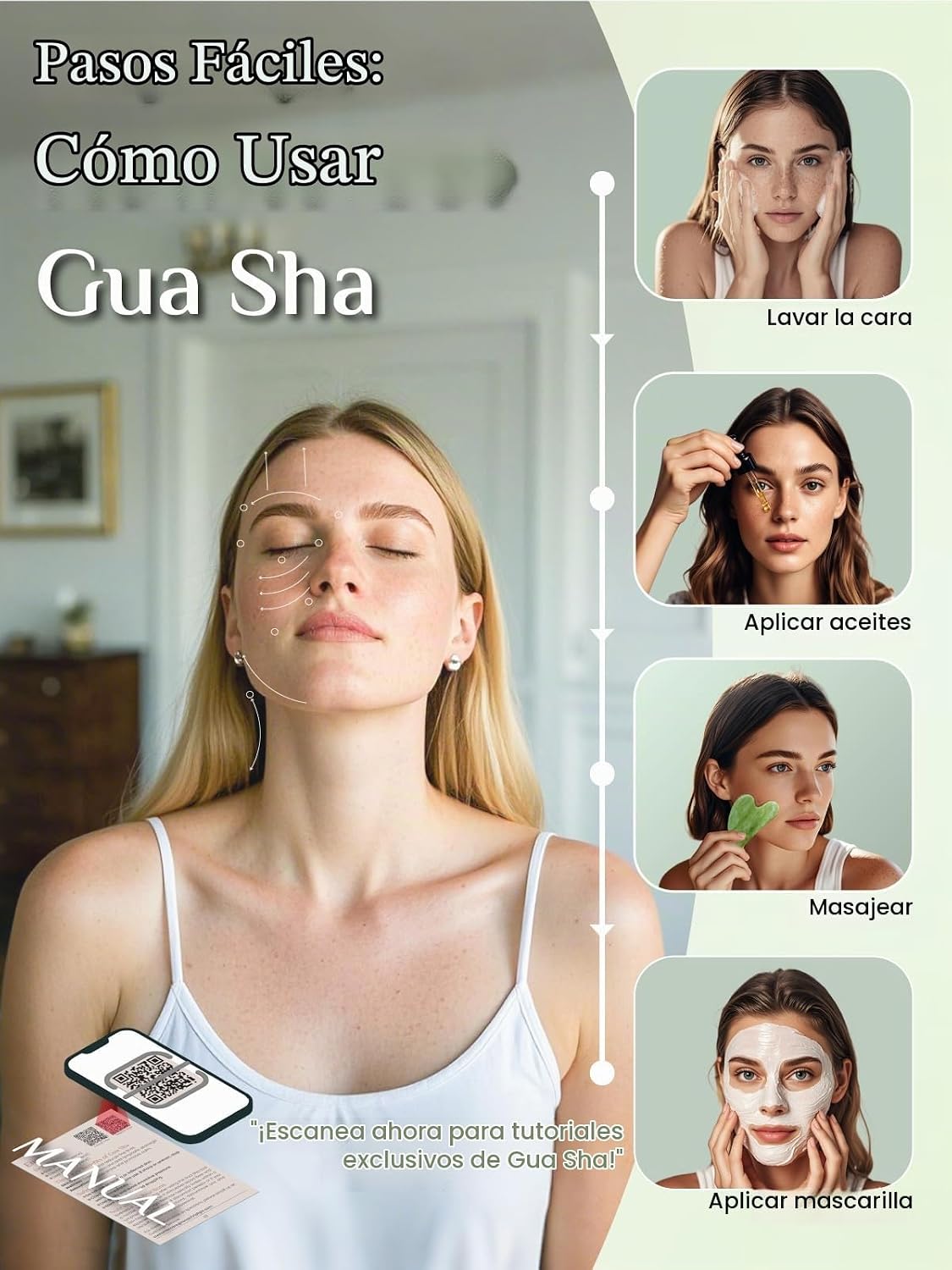 Rena Chris Herramientas faciales Gua Sha, herramienta de guasha de...
