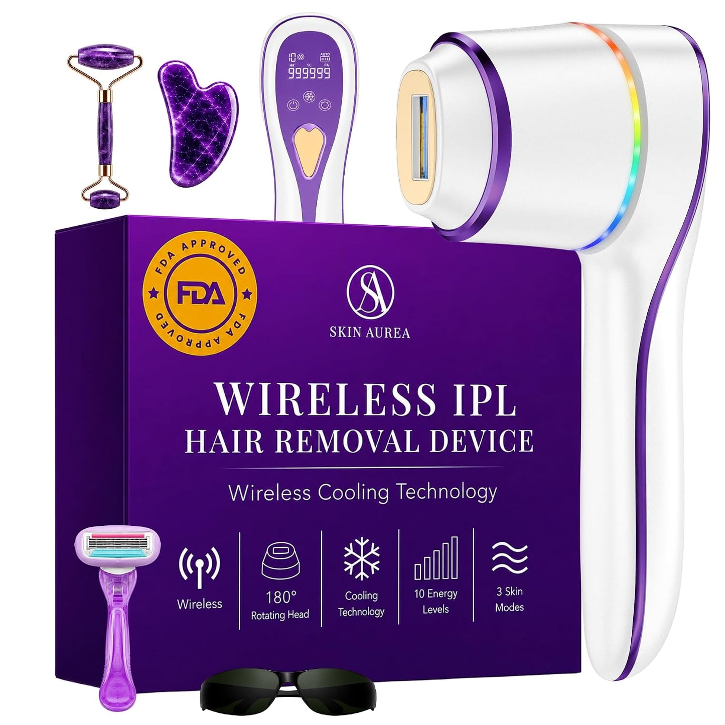 Skin Aurea™ Un dispositivo de depilación IPL inalámbrico 24J para r...