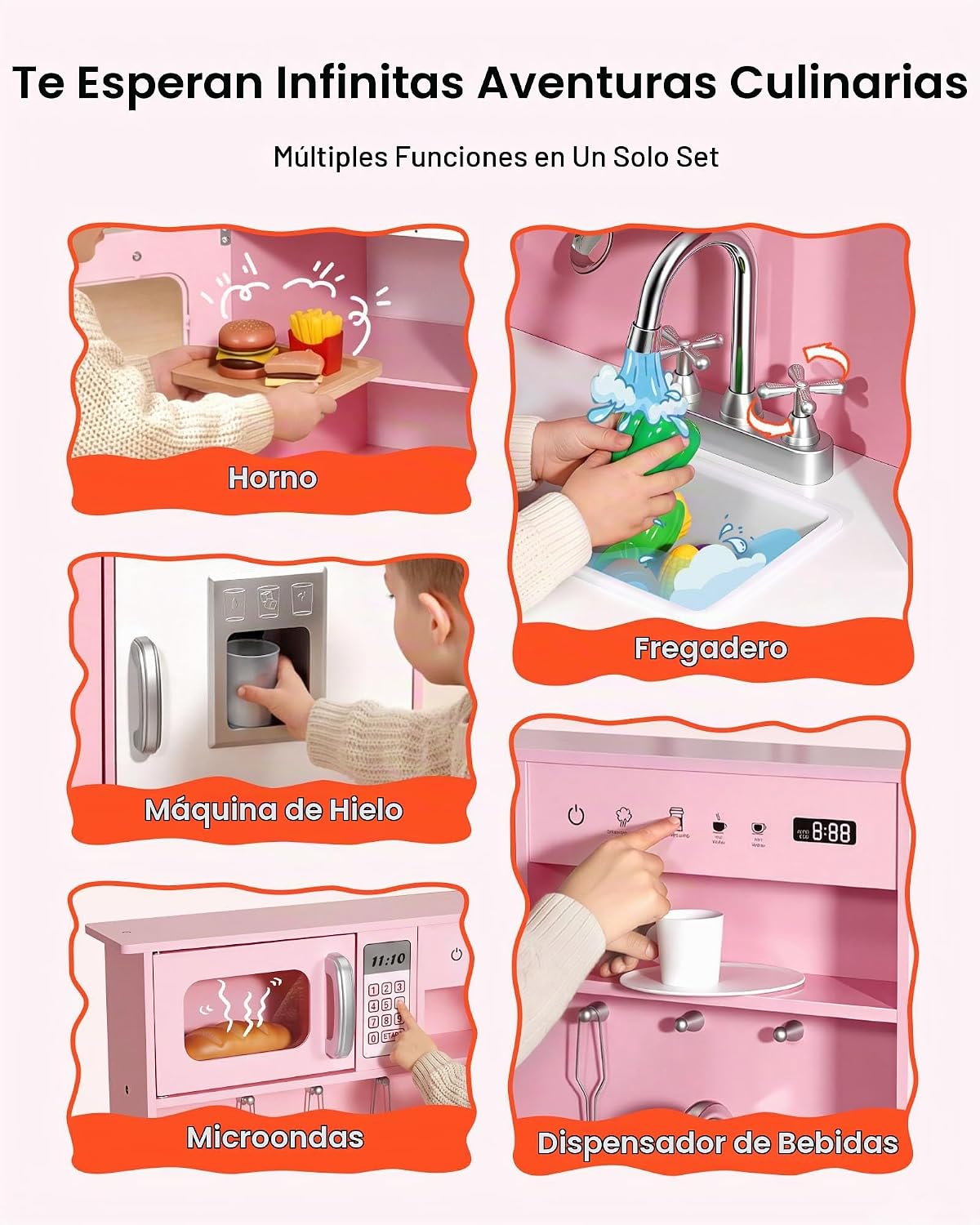 VEVOR Juego de cocina para niños, juego de cocina de madera para ni...