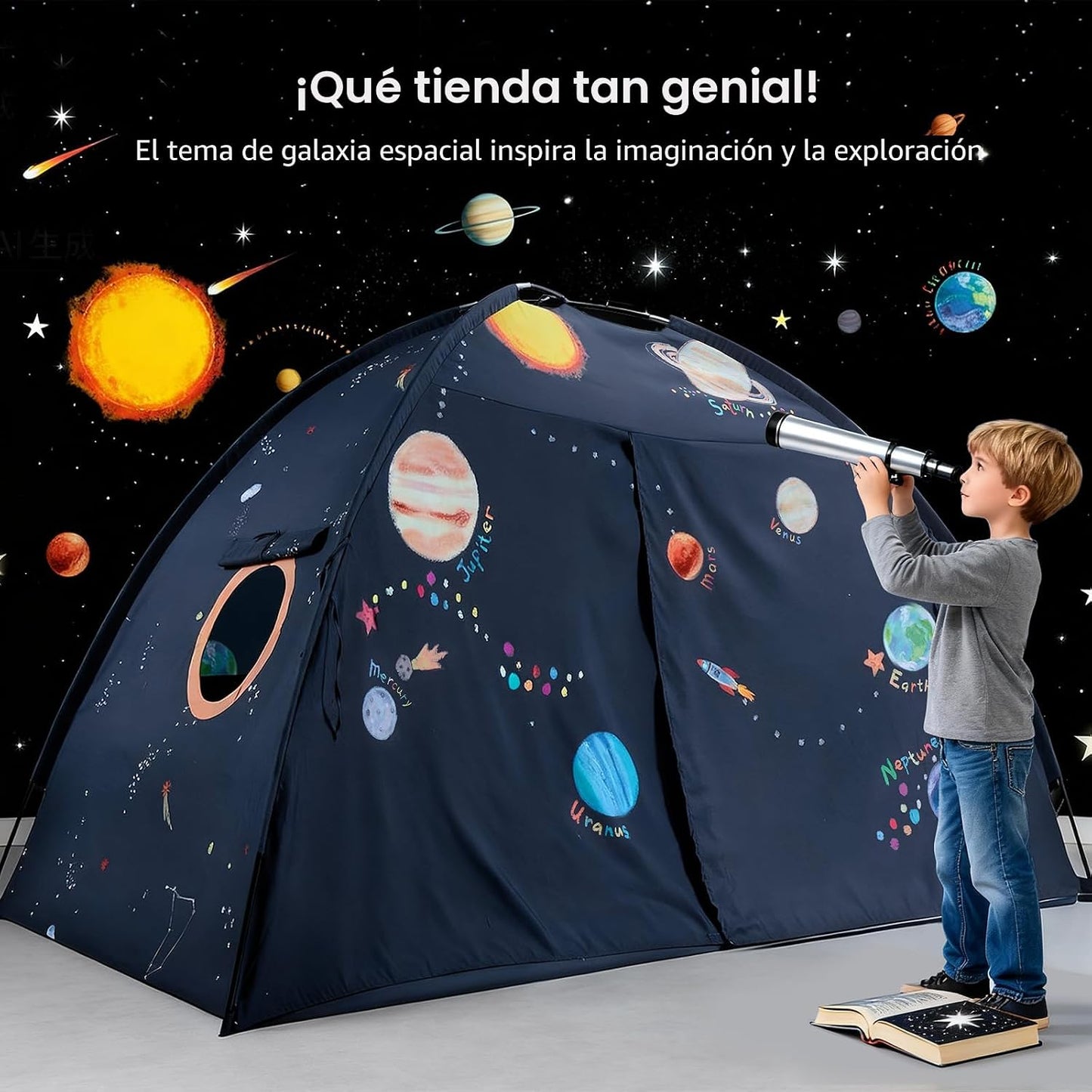Tiny Land Tienda de campaña Space Galaxy para niños, toldo de cama...