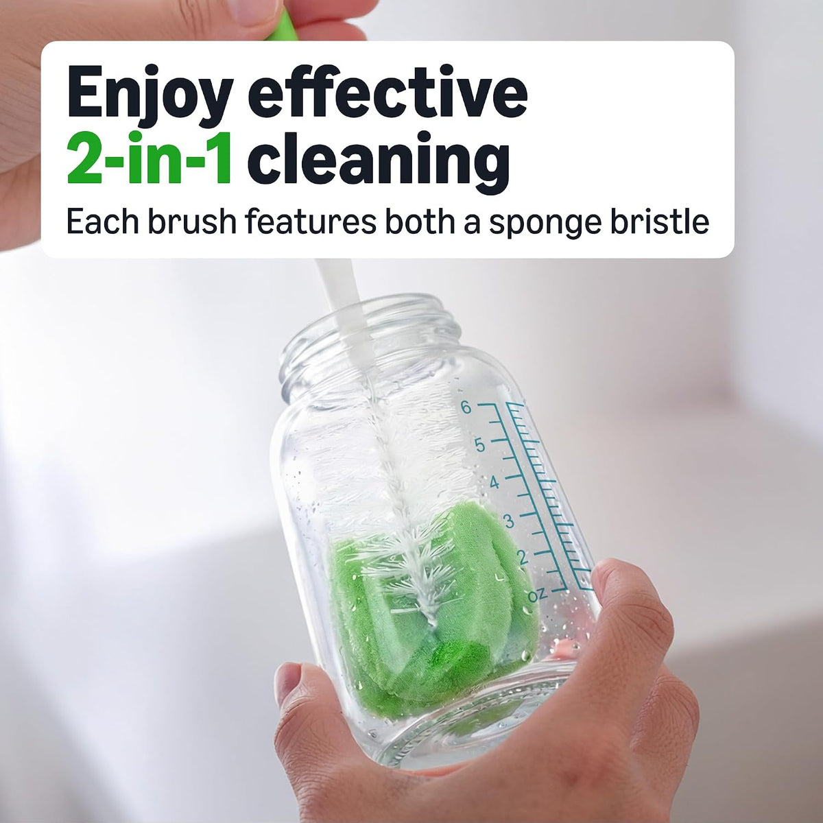 Amazon Basics - Cepillo para botellas (paquete de 3), color blanco...