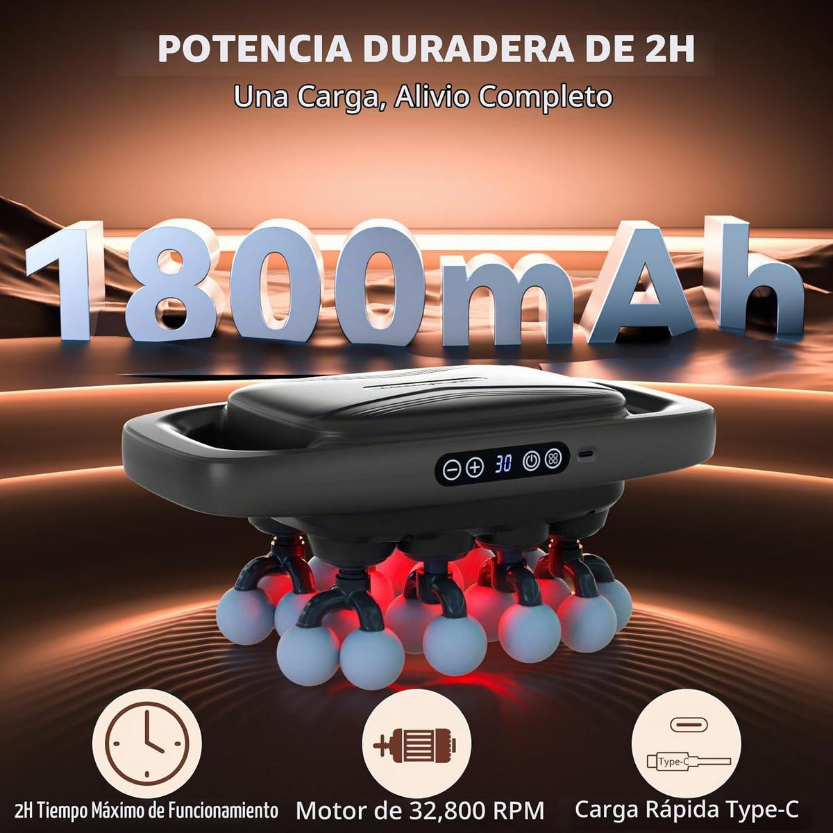 Shineforu Pistola de masaje de 20 cabezas, 30 niveles de intensidad...