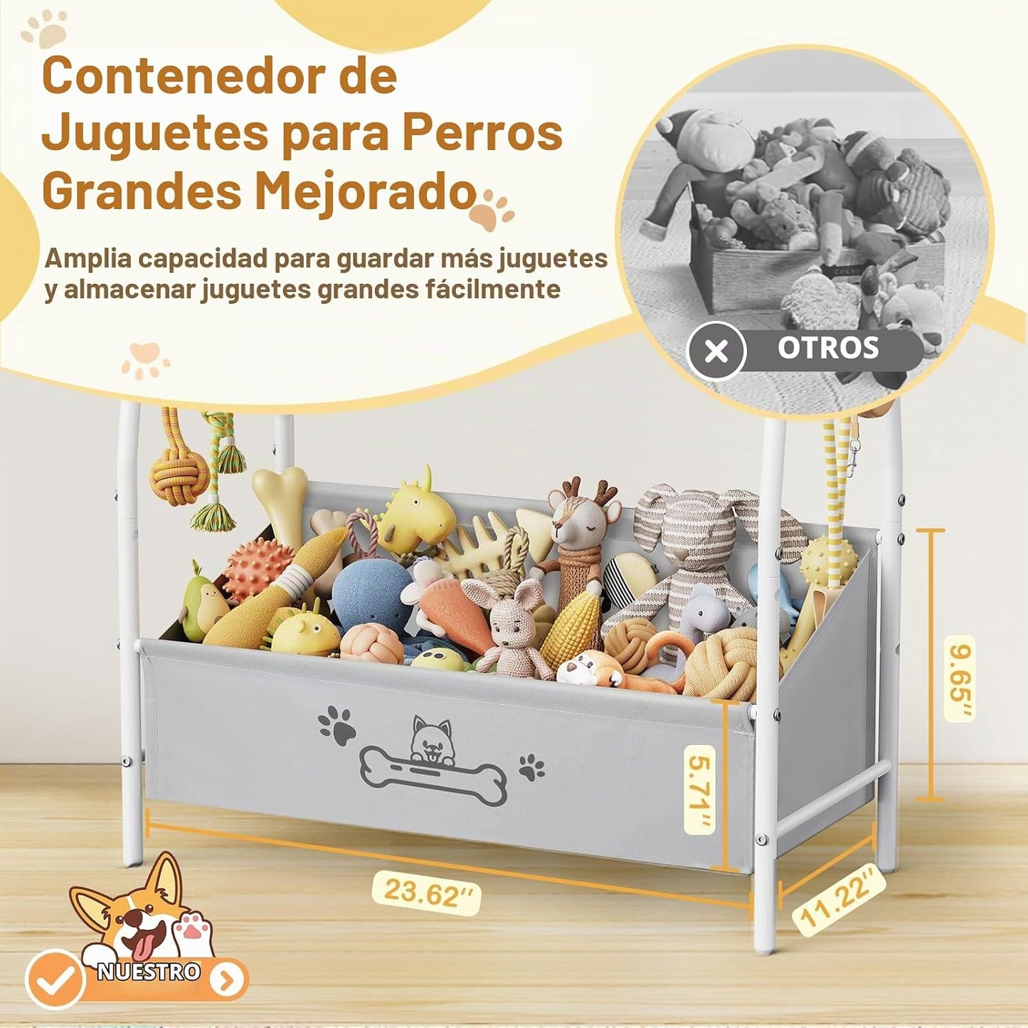 Lomivra Cesta grande de juguetes para perros (23.6 x 11.2 x 9.7 pul...