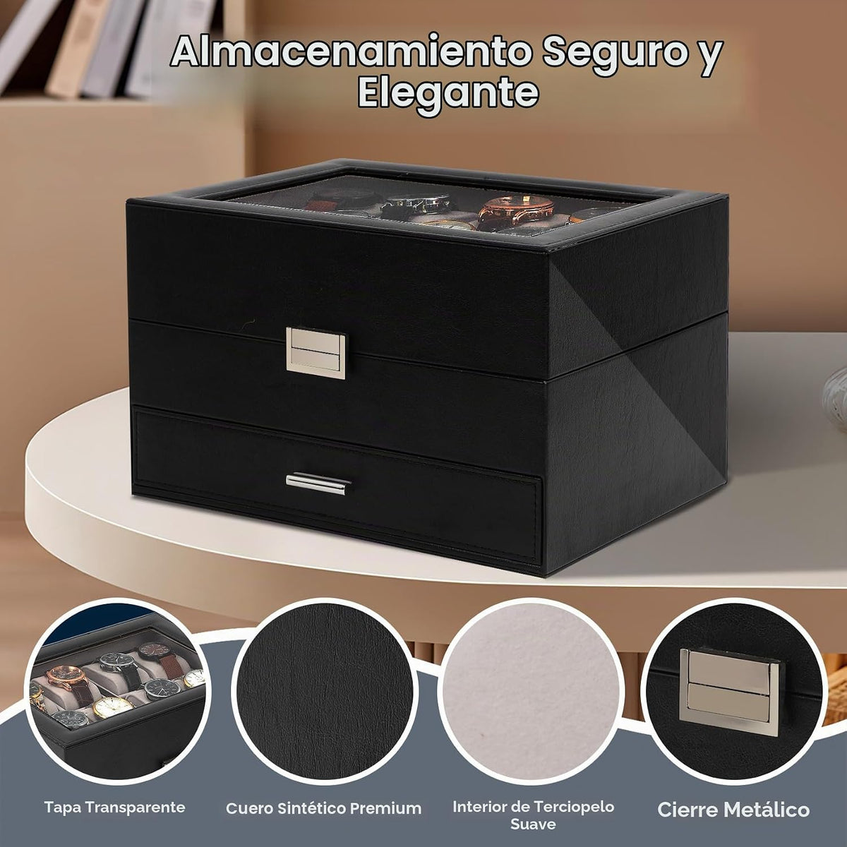 Dajasan Caja de reloj, Caja de reloj para hombres, Caja de exhibici...