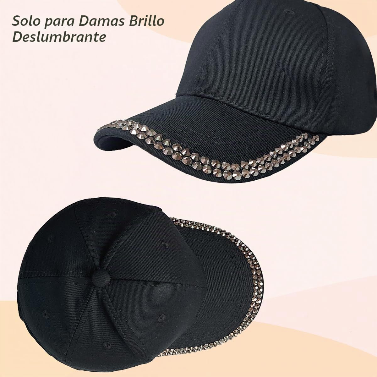 BUDUBIBI Gorra de béisbol con diamantes de imitación para mujer, go...