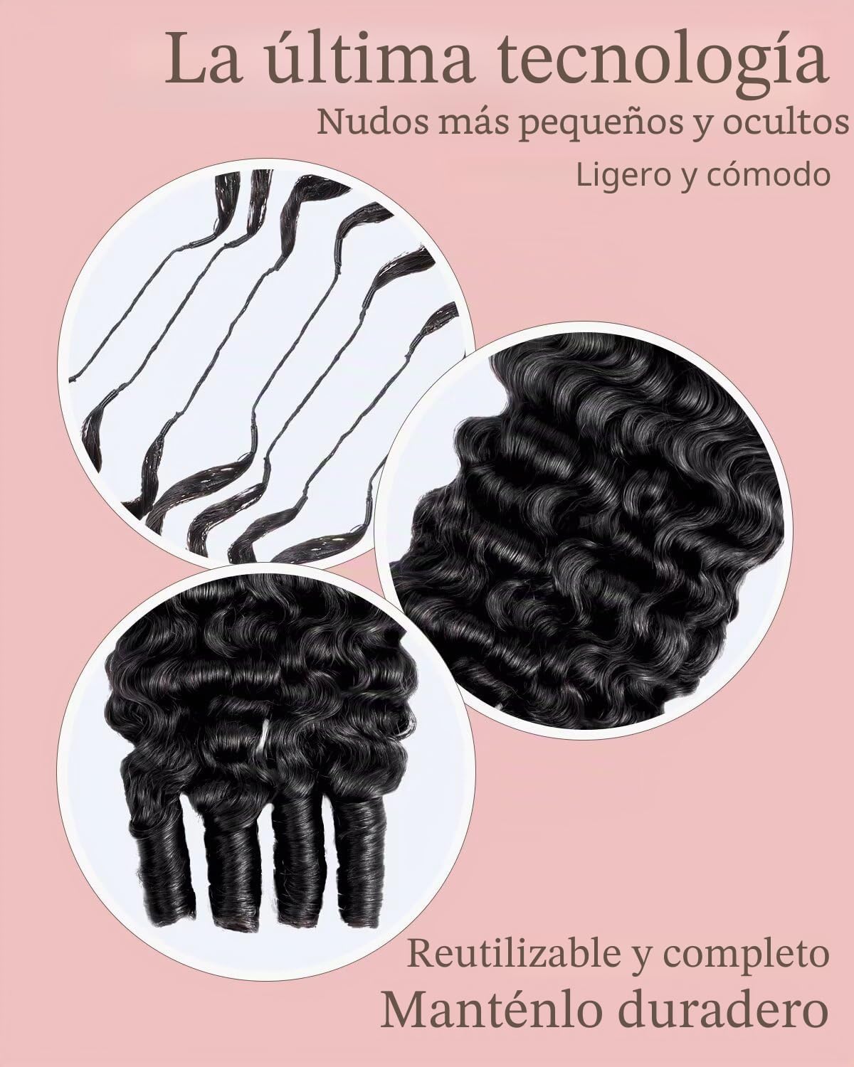 Cabello humano de ganchillo para mujeres negras, extensiones de cab...