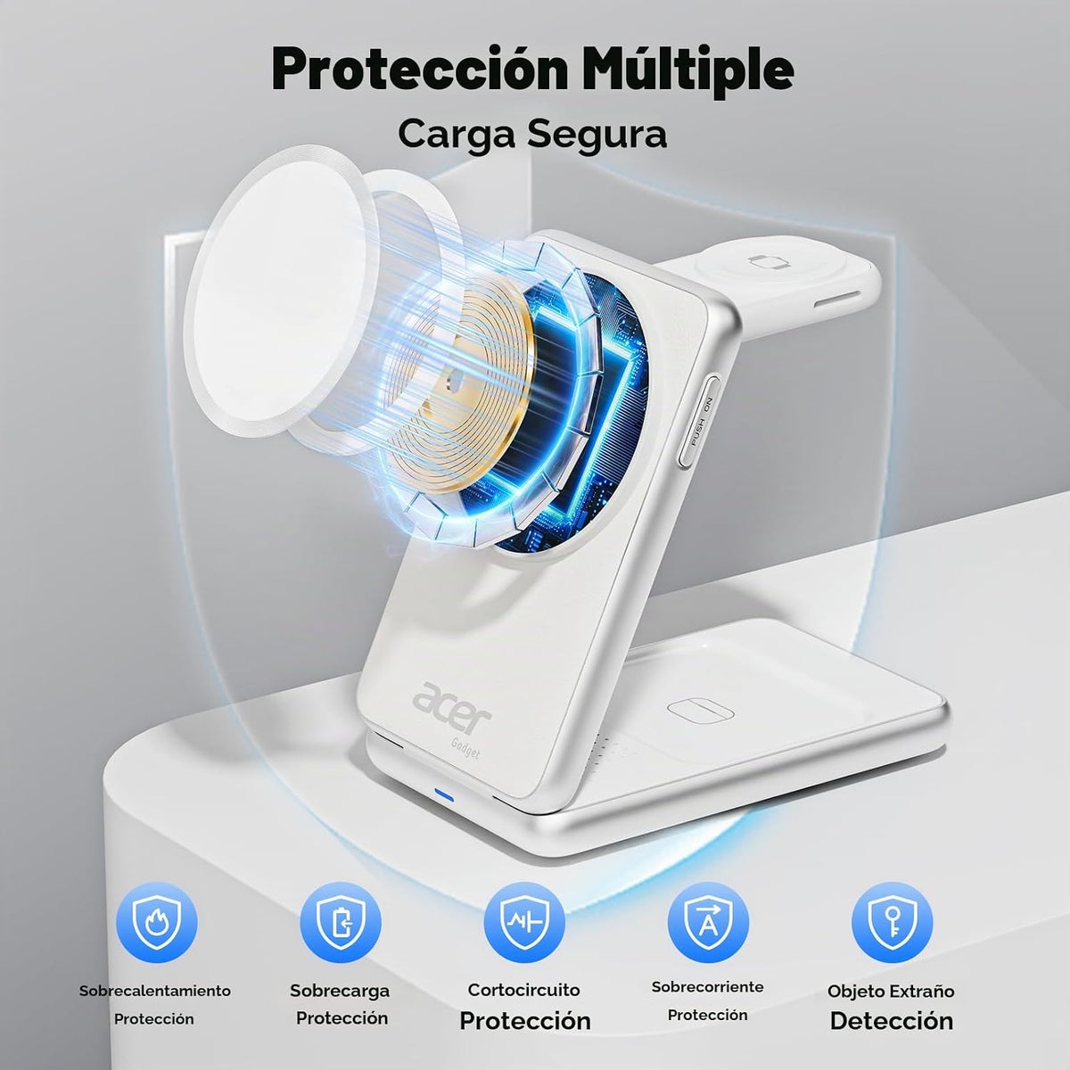 Acer Estación de carga 3 en 1 para iPhone, Soporte de cargador inal...