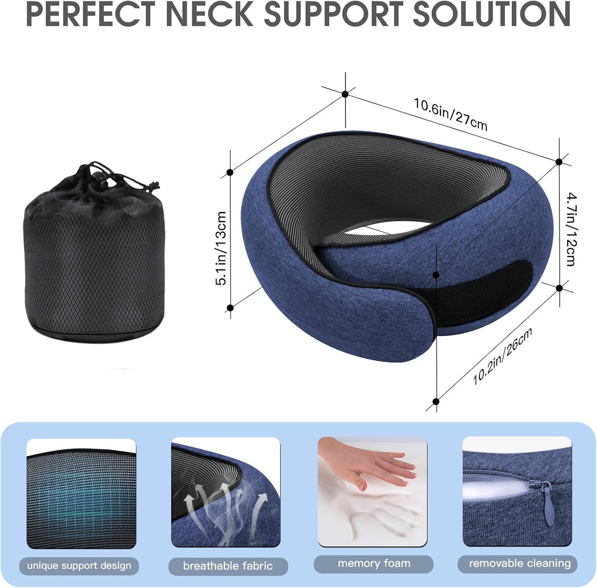 Dujuanus Almohadas de viaje para el cuello para aviones, almohada c...