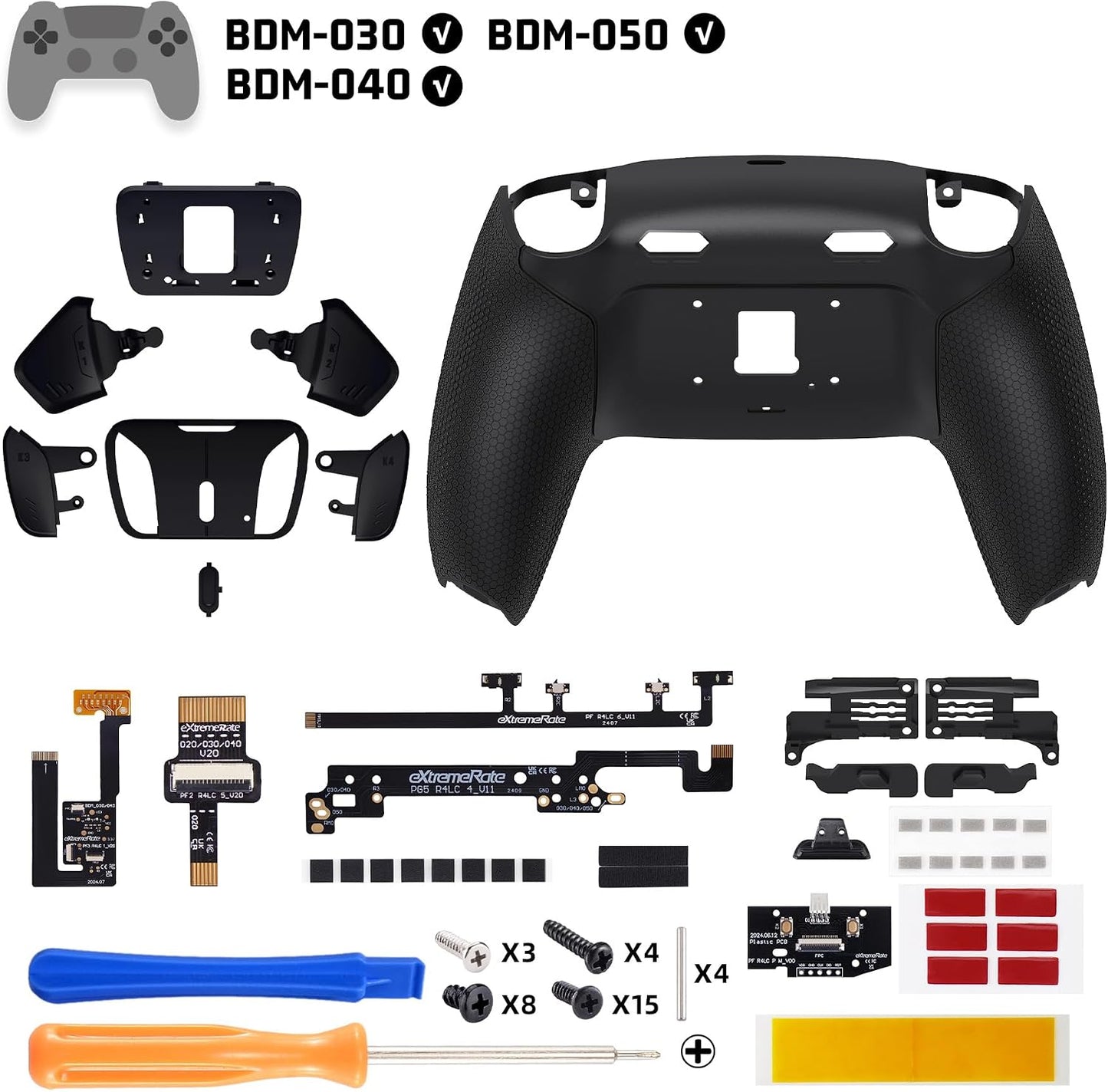 eXtremeRate RISE4 Plus MAX - Kit de paletas traseras con topes de g...