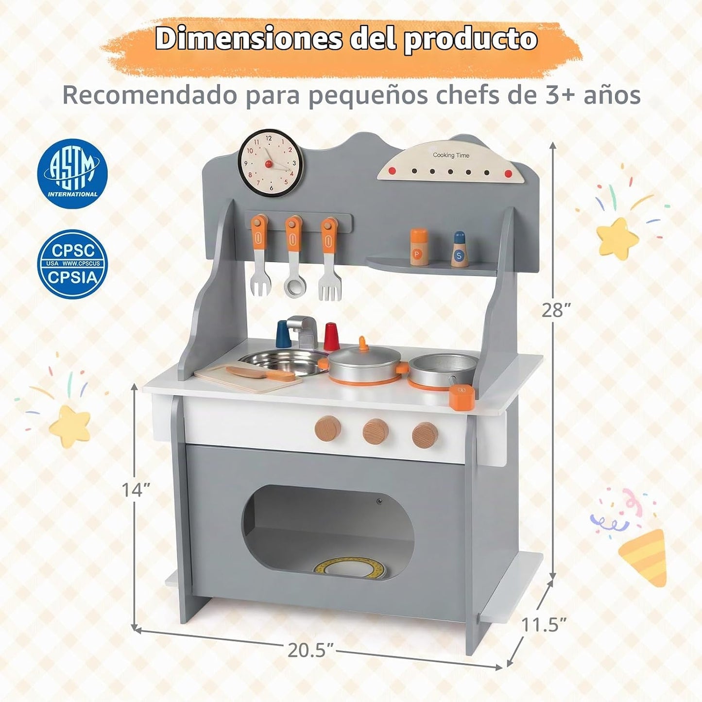 Costzon Juego de cocina para niños, juguete de madera con grifo de...