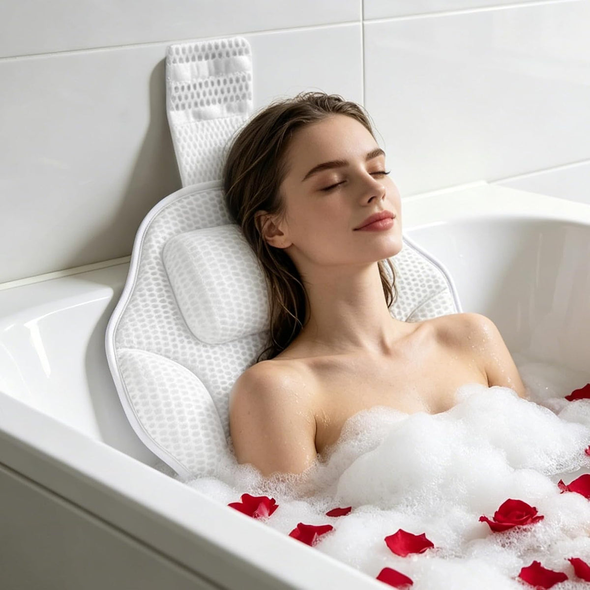 Almohada de baño de lujo de gran tamaño en forma de pétalos para ca...