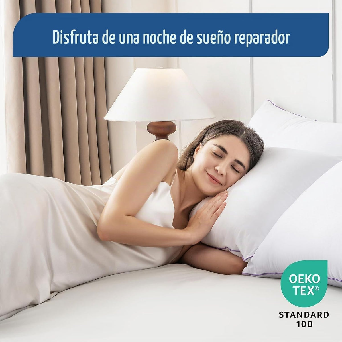 JOLLYVOGUE Juego de 6 almohadas tamaño Queen, lavables, de apoyo, c...
