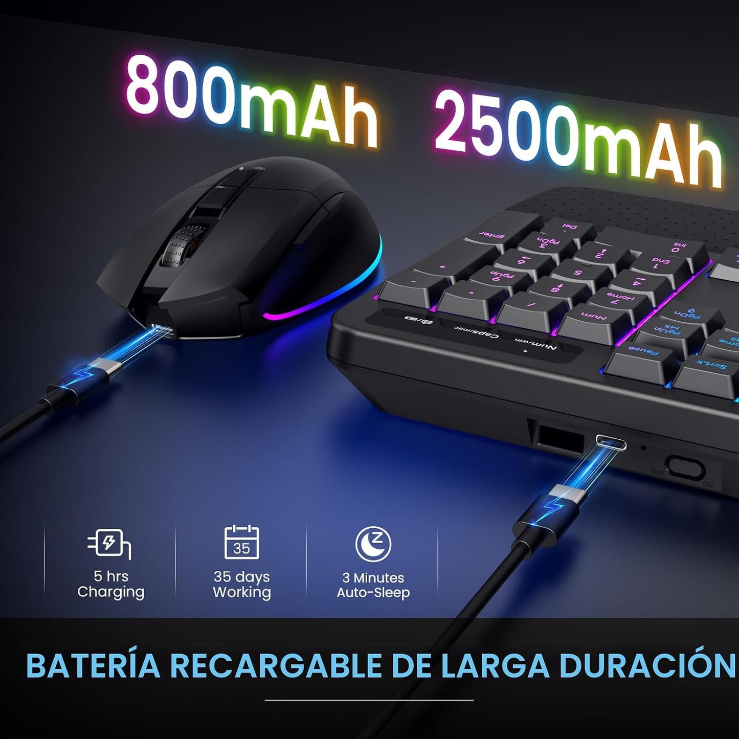 COLIKES Teclado inalámbrico ergonómico y mouse silencioso, teclado...