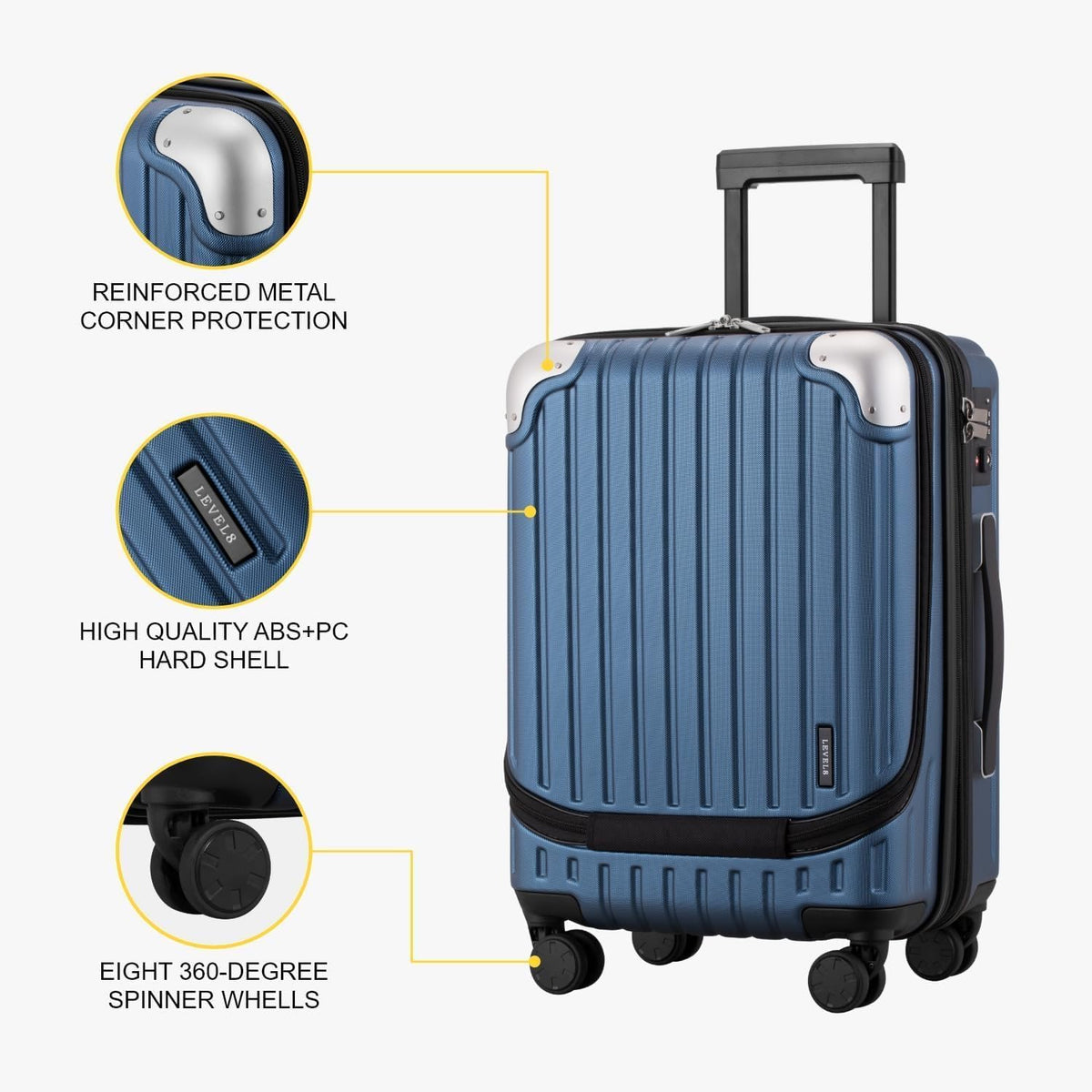 LEVEL8 Equipaje Grace, Azul \/ Patchwork, 20 pulgadas, Grace | Bols...