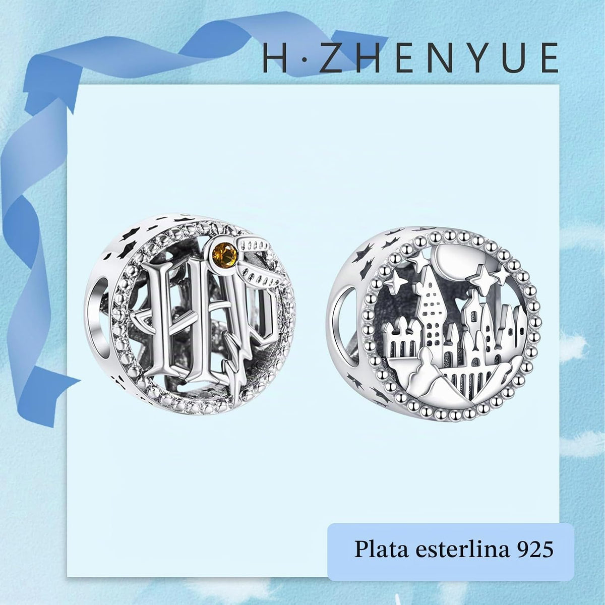 H.ZHENYUE Dijes de plata esterlina 925 con diseño de personaje de p...