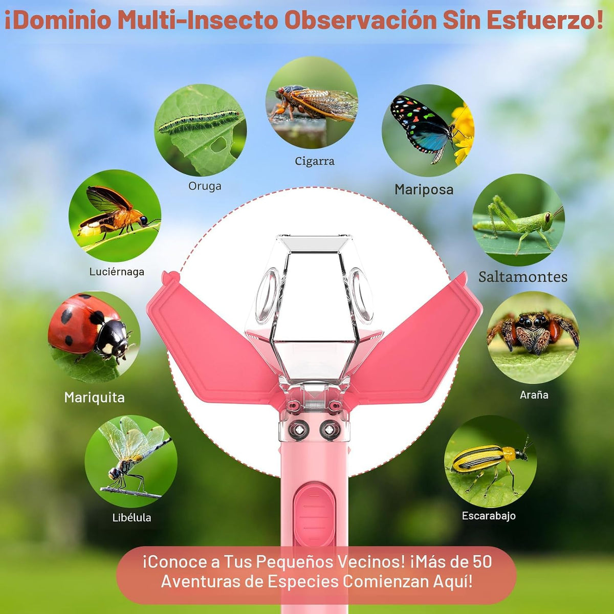 2 atrapasadores de insectos para niños con lupa 6X, juguetes educat...