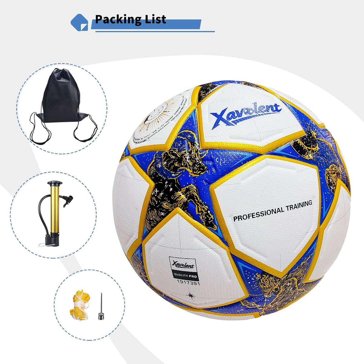 XAVOLENT Balón de fútbol profesional Tamaño 5,4 | Pelota de entrena...