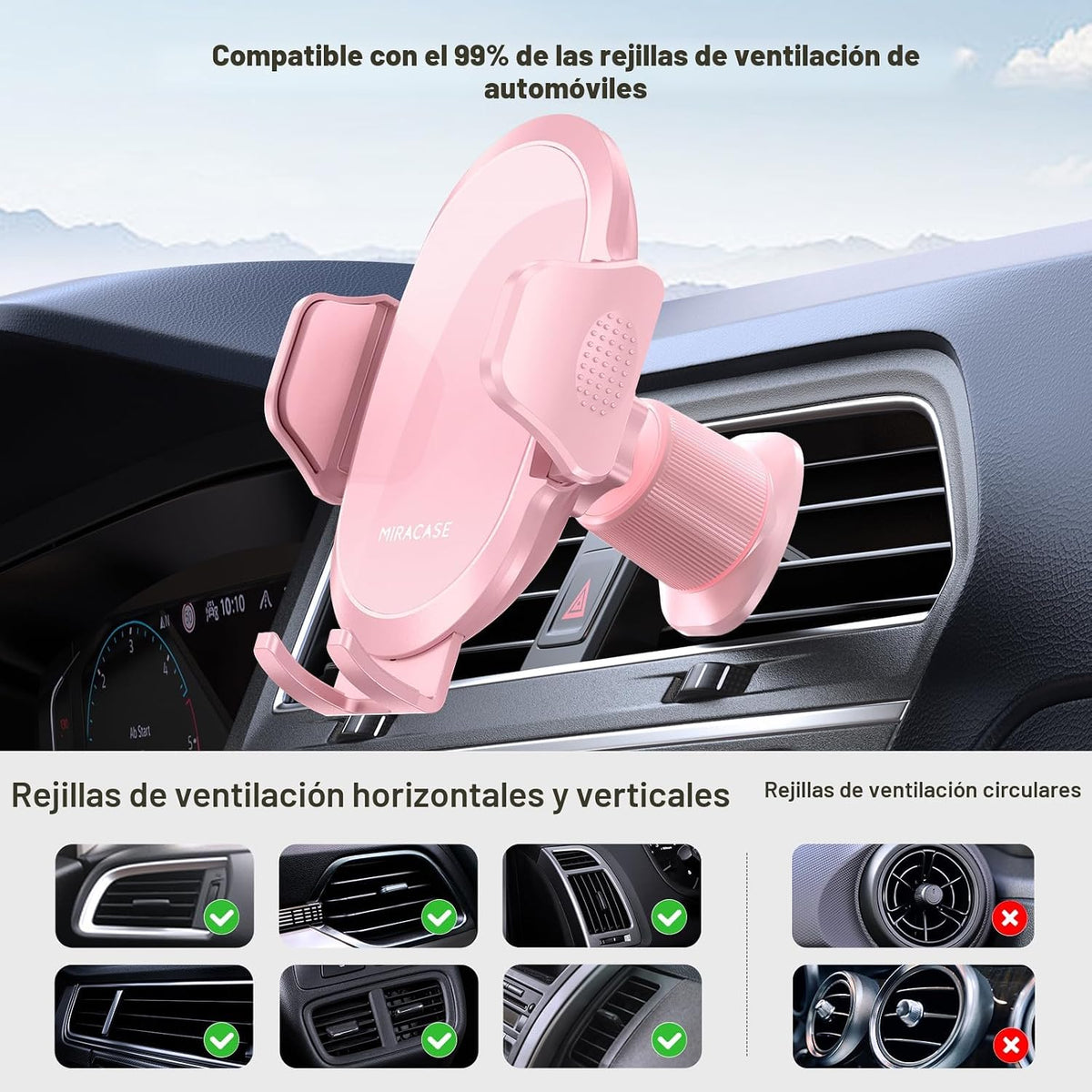 Miracase - Soportes para teléfono de tu coche con gancho de metal,...