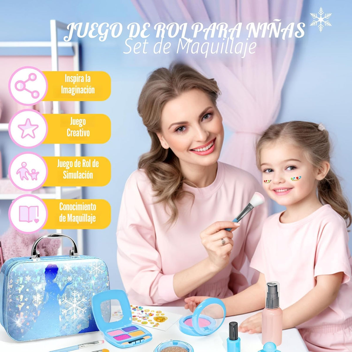 Frozen Kids - Maquillaje falso para niñas pequeñas de 3-5, 4, 6, 5-...