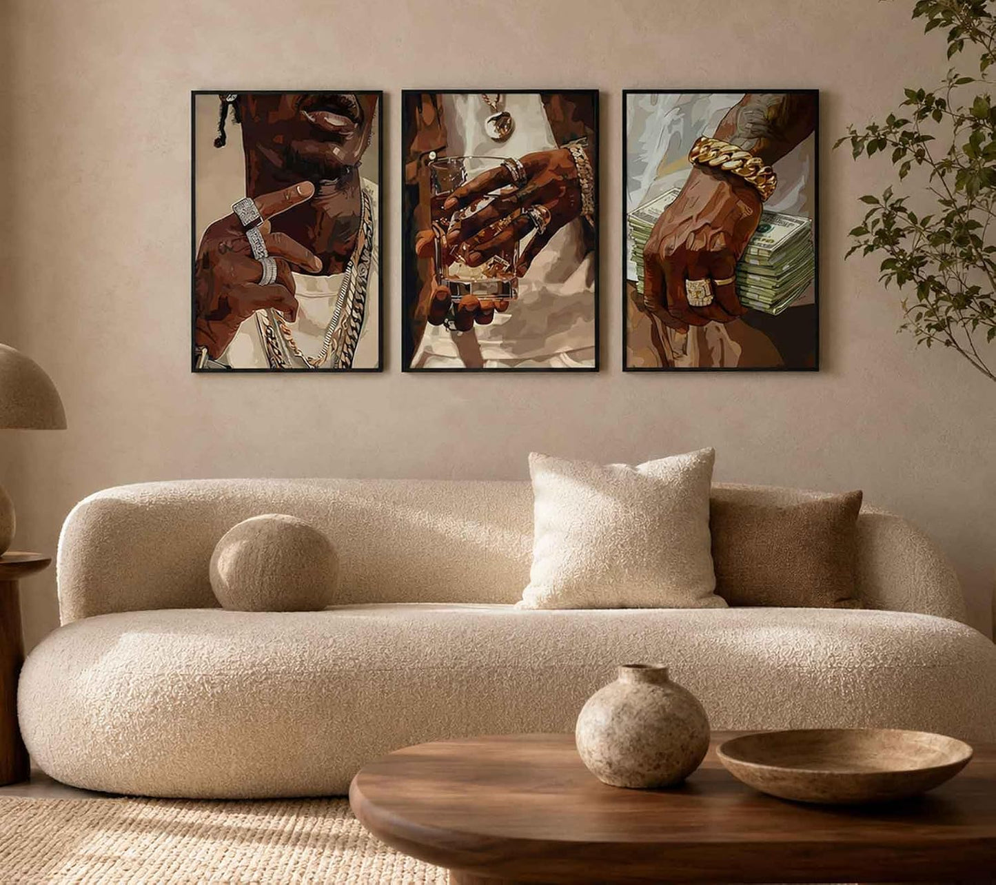 3 piezas de arte de pared de moda afroamericano, hombre negro moder...