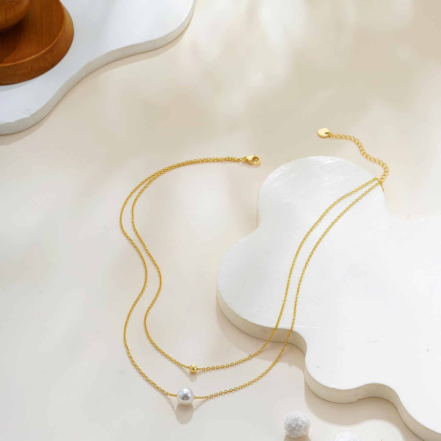 Decholly - Collares de perlas doradas para mujer, a la moda. Collar...