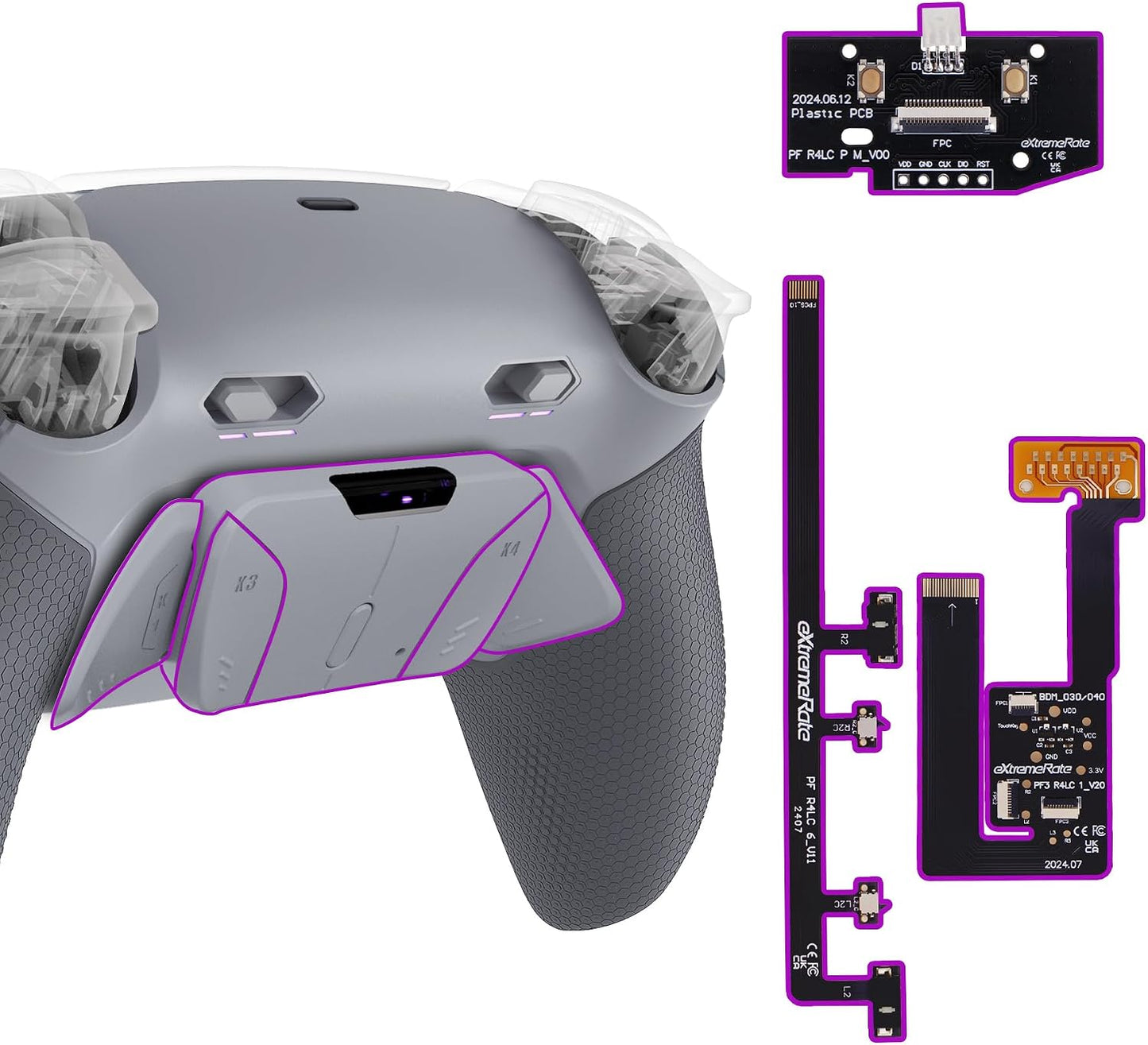 eXtremeRate RISE4 Plus MAX Kit de paletas traseras con topes de gat...