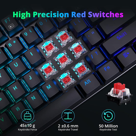Redragon Teclado Mecánico para Juegos con Interruptores Rojos, Tecl...