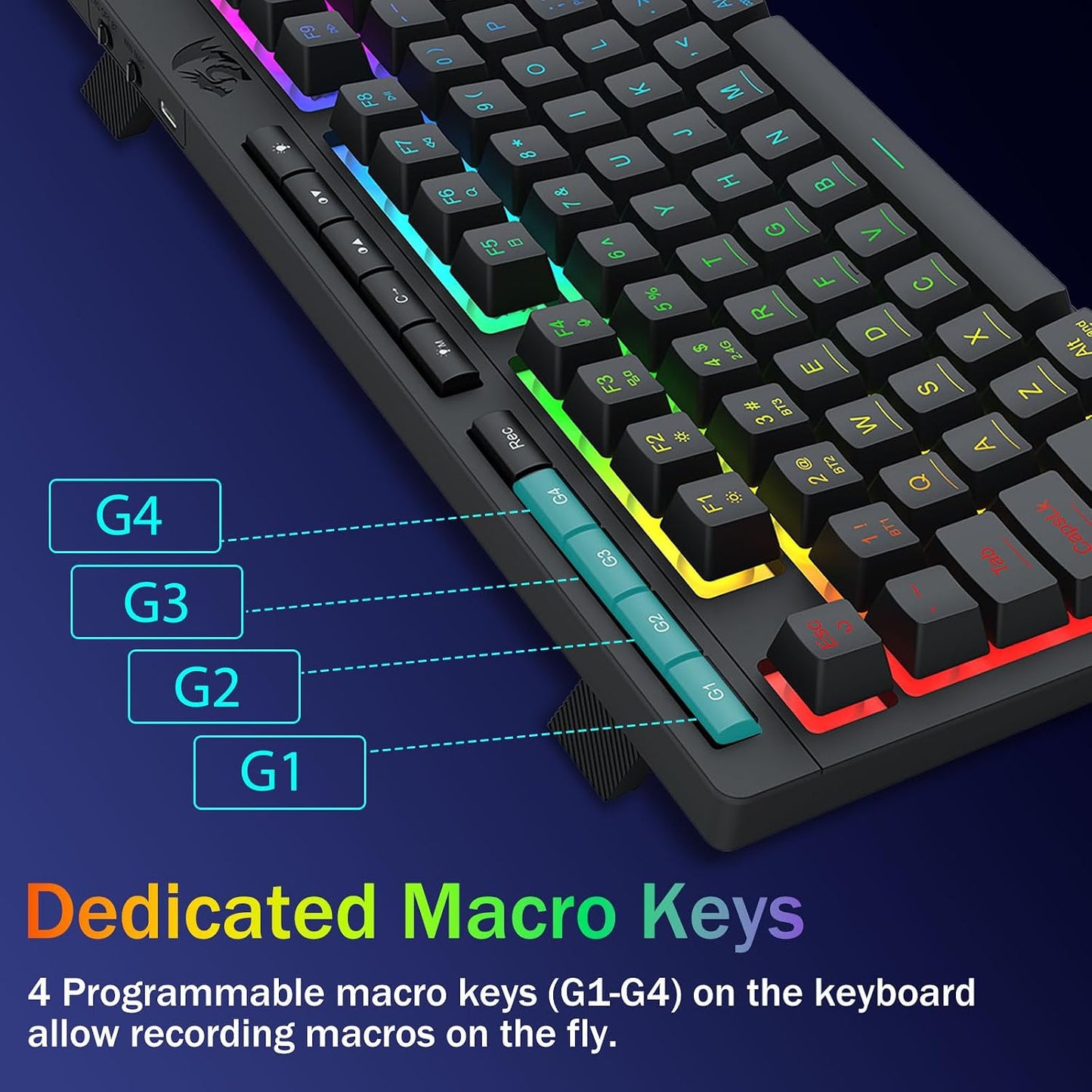 Redragon Teclado Inalámbrico Portátil para Juegos, Bluetooth\/2.4GH...