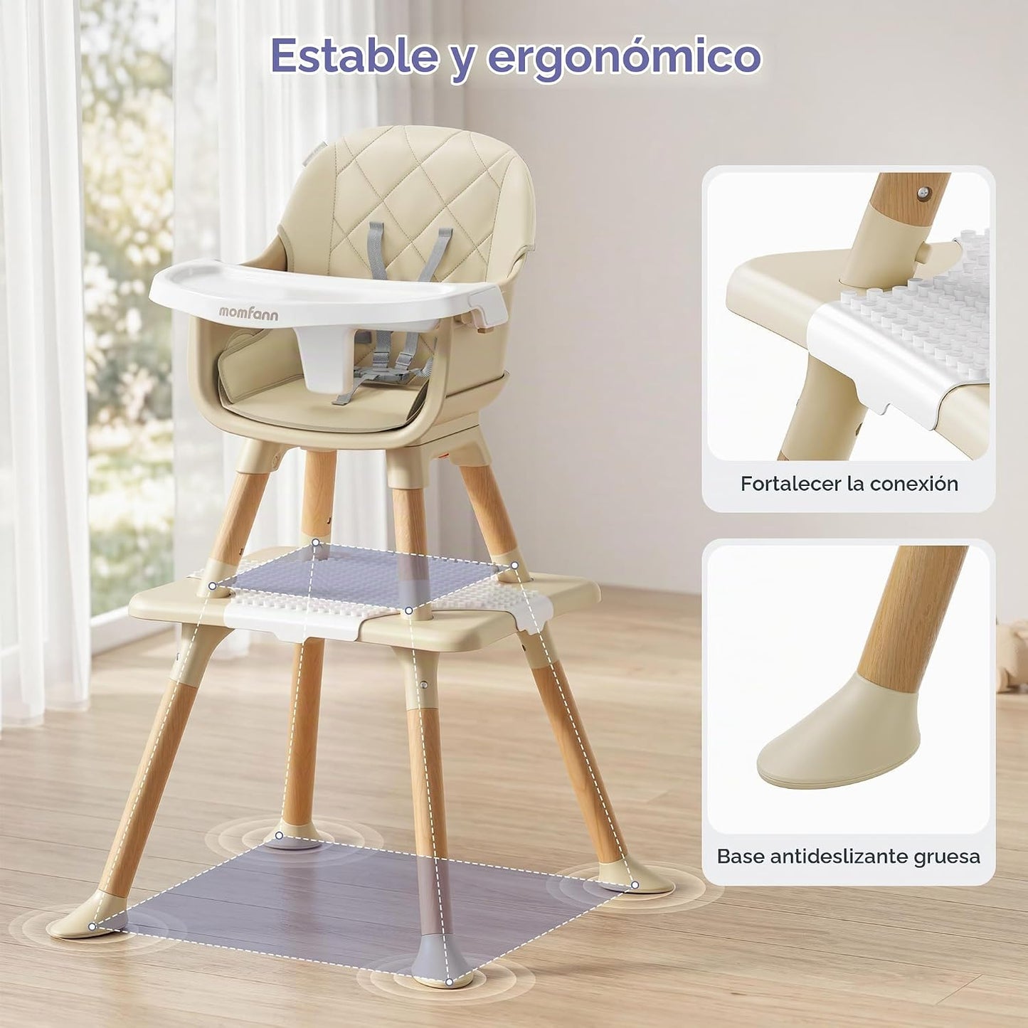 Silla alta convertible 6 en 1 para bebé y niño, silla alta para niñ...