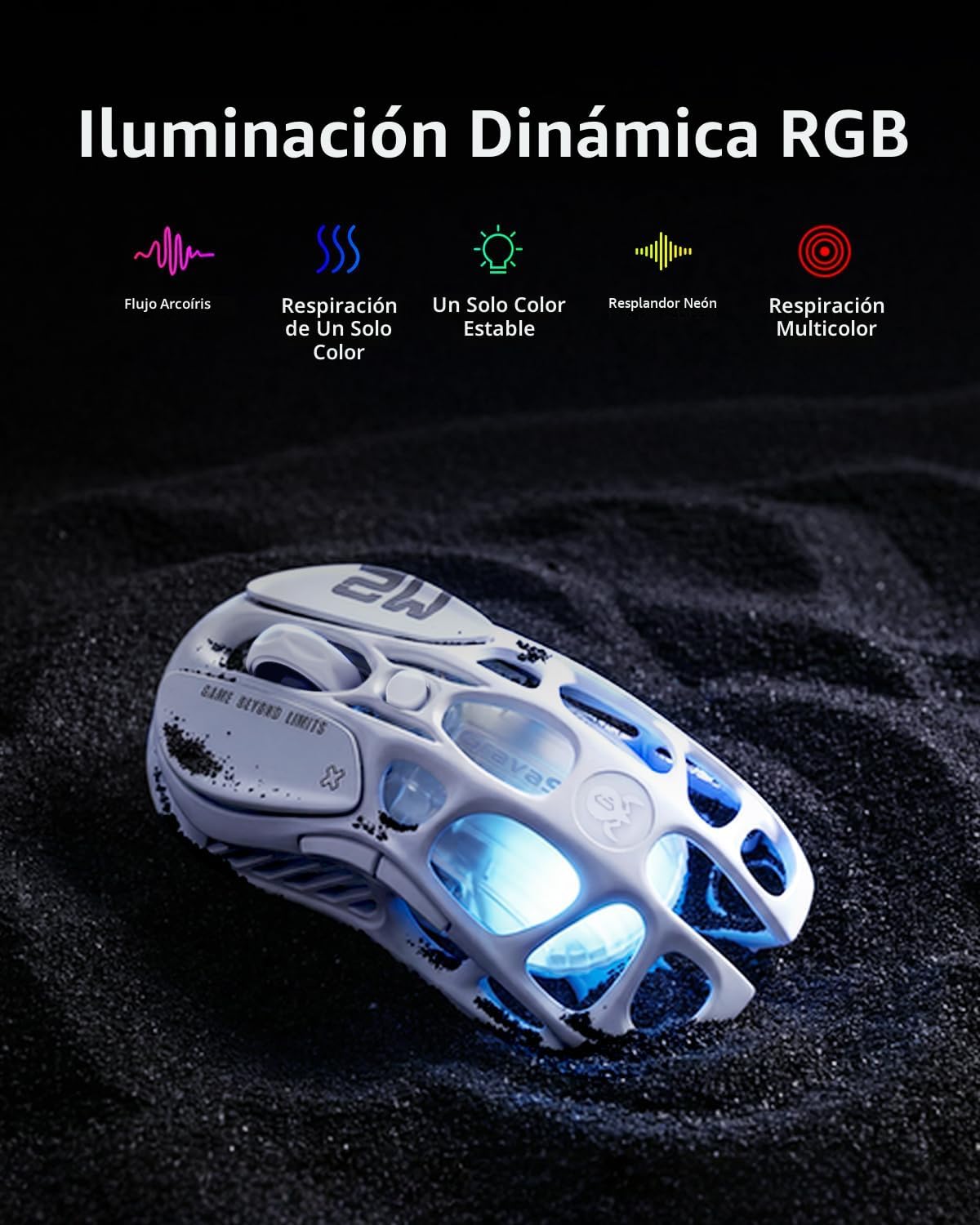 GravaStar Mercury M2 - Ratón inalámbrico para juegos, 5 Dynamic Lig...