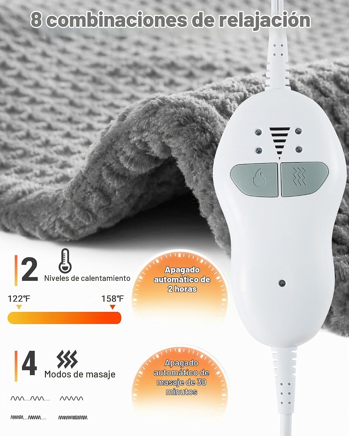 Almohadilla térmica vibratoria portátil para aliviar el dolor de cu...