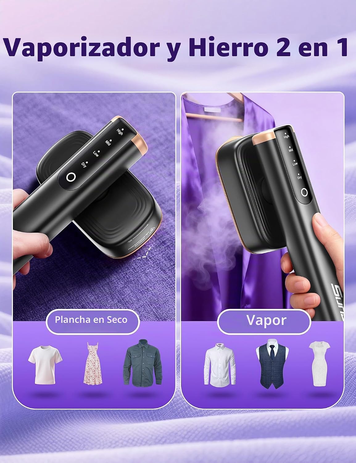 Sundu - Vaporizador de viaje para ropa, 1.23 oz\/min de vapor para...