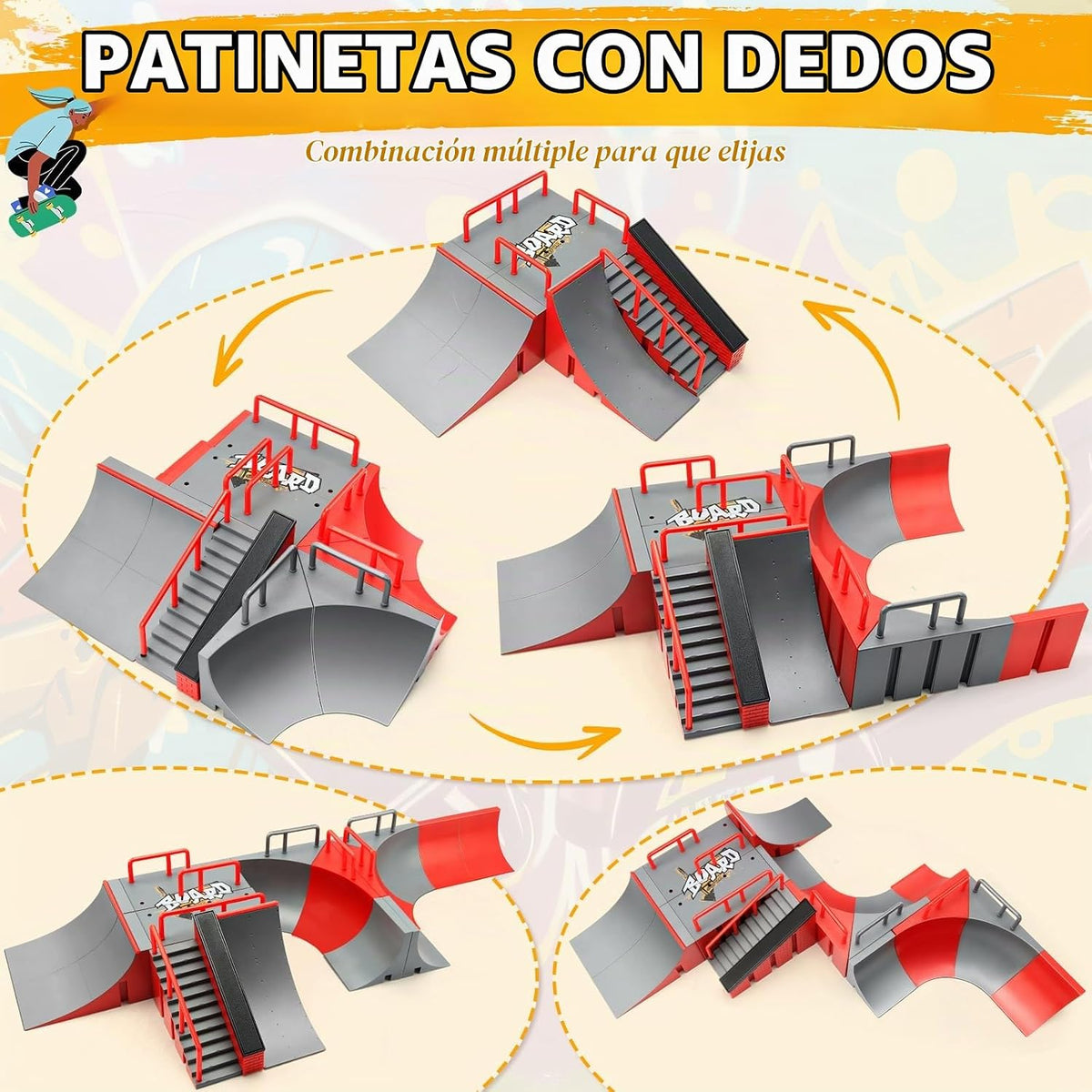 Kit de Parque de Patinaje Hamino \u2014 18 en 1 Juguetes de Patinet...