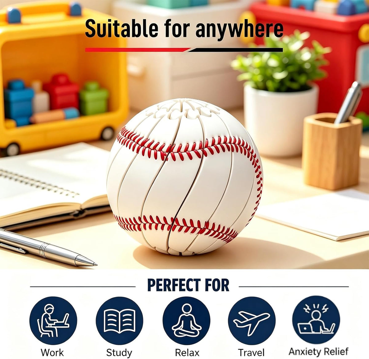 Fidget de béisbol, juguetes Fidget de béisbol, giro impreso en 3D |...