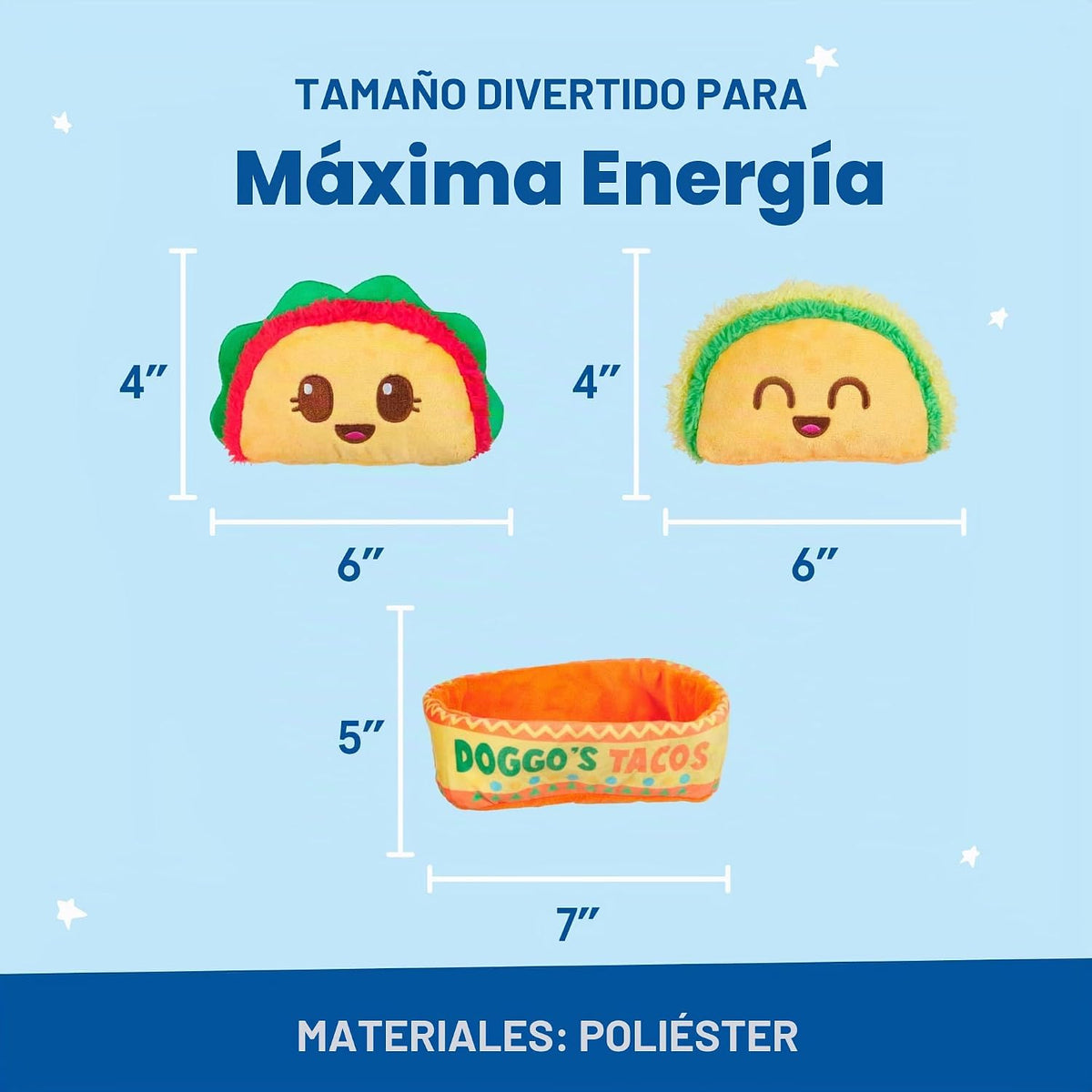 Barkbox Doggo's Tacos - Juguete de peluche chirriante 3 en 1 pa...