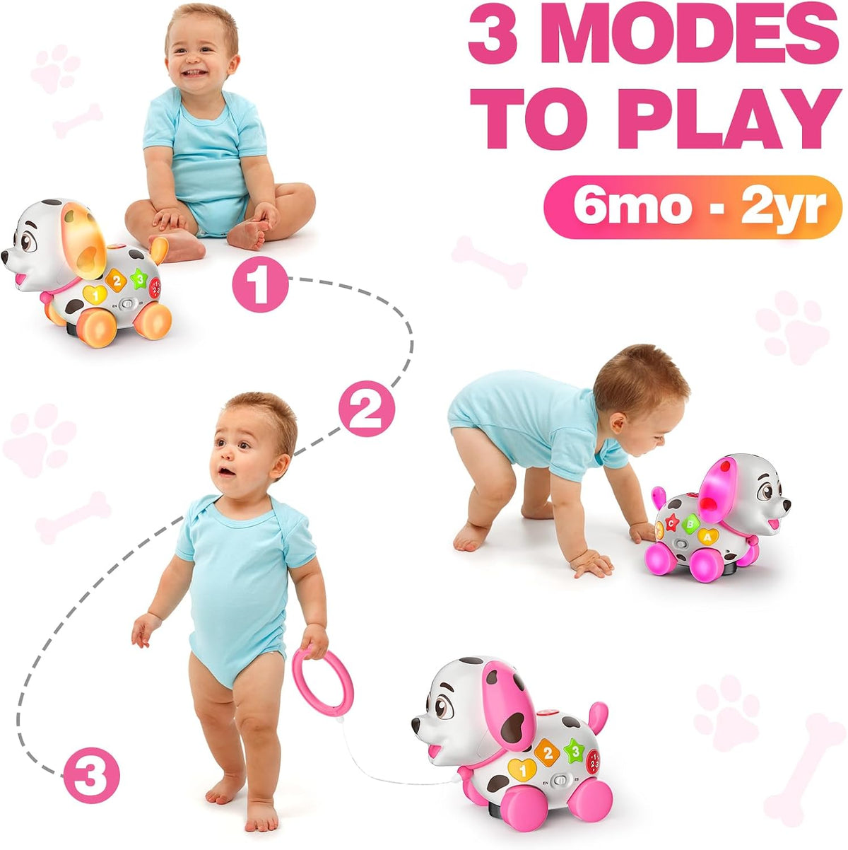 Juguetes musicales 3 en 1 para cachorros para niña de 1 año de rega...