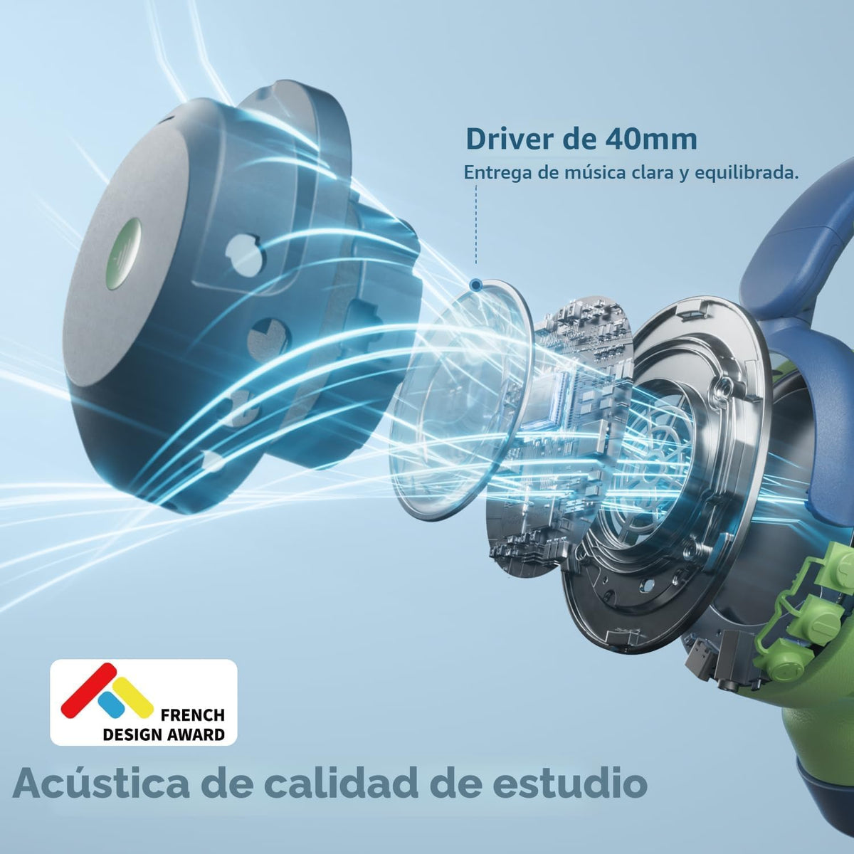 iClever Auriculares BTH20 con cancelación activa de ruido para niño...