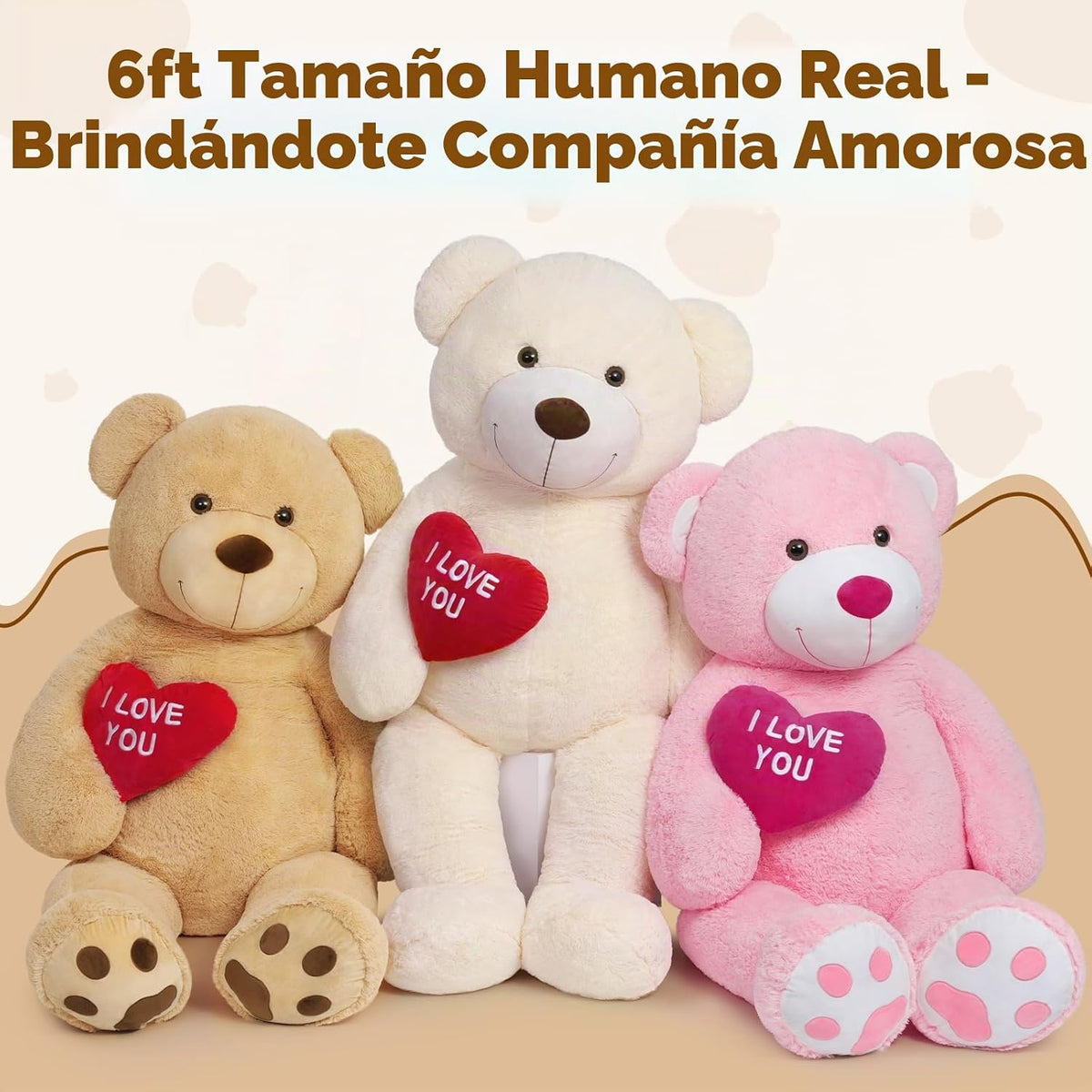 MaoGoLan - Oso de peluche gigante de 6 pies, corazón rojo grande, o...