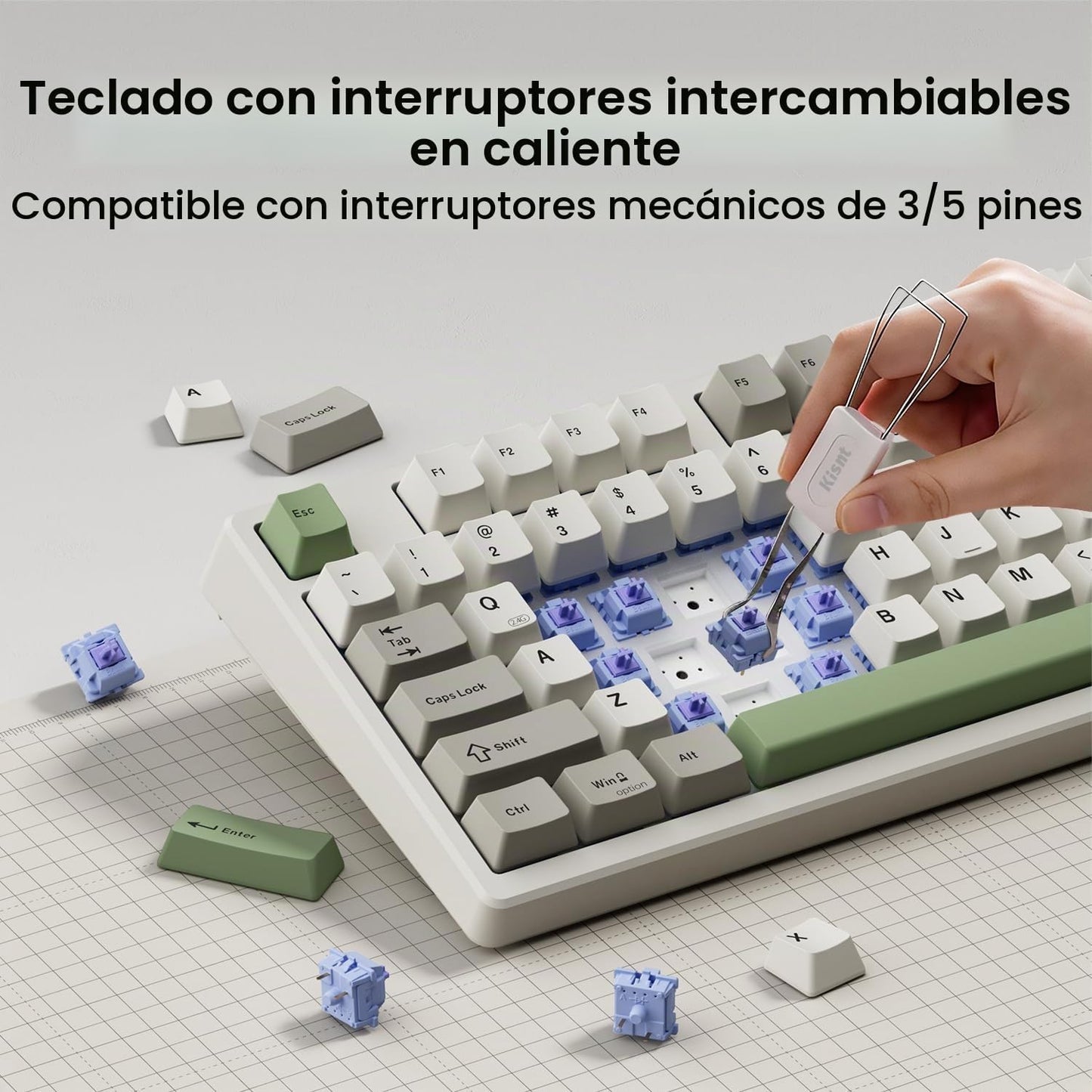 Kisnt Teclado mecánico inalámbrico KN85, diseño del 75%, Bluetooth\...