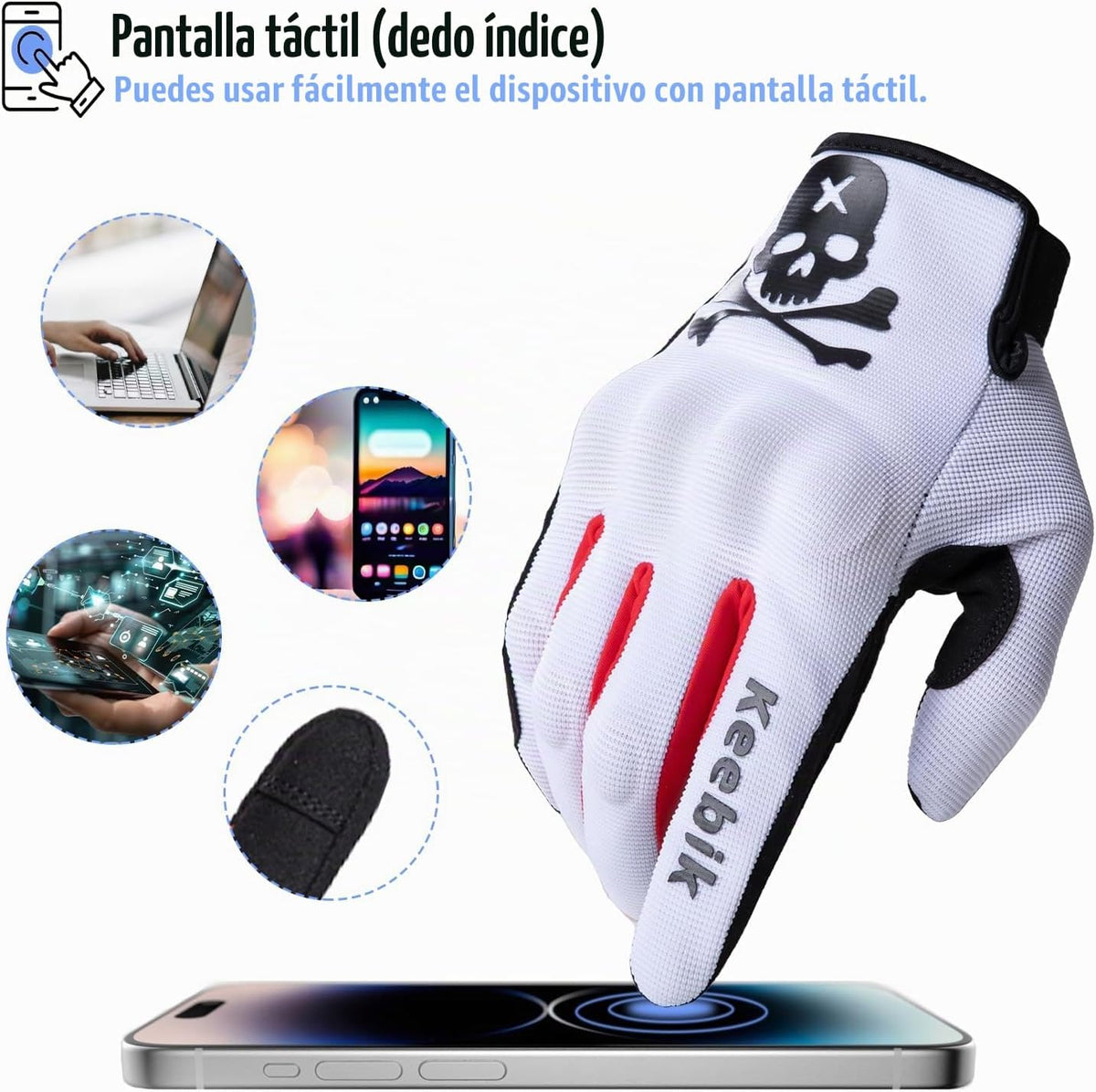 Keebik Guantes de motocicleta para hombres y mujeres, guantes de mo...