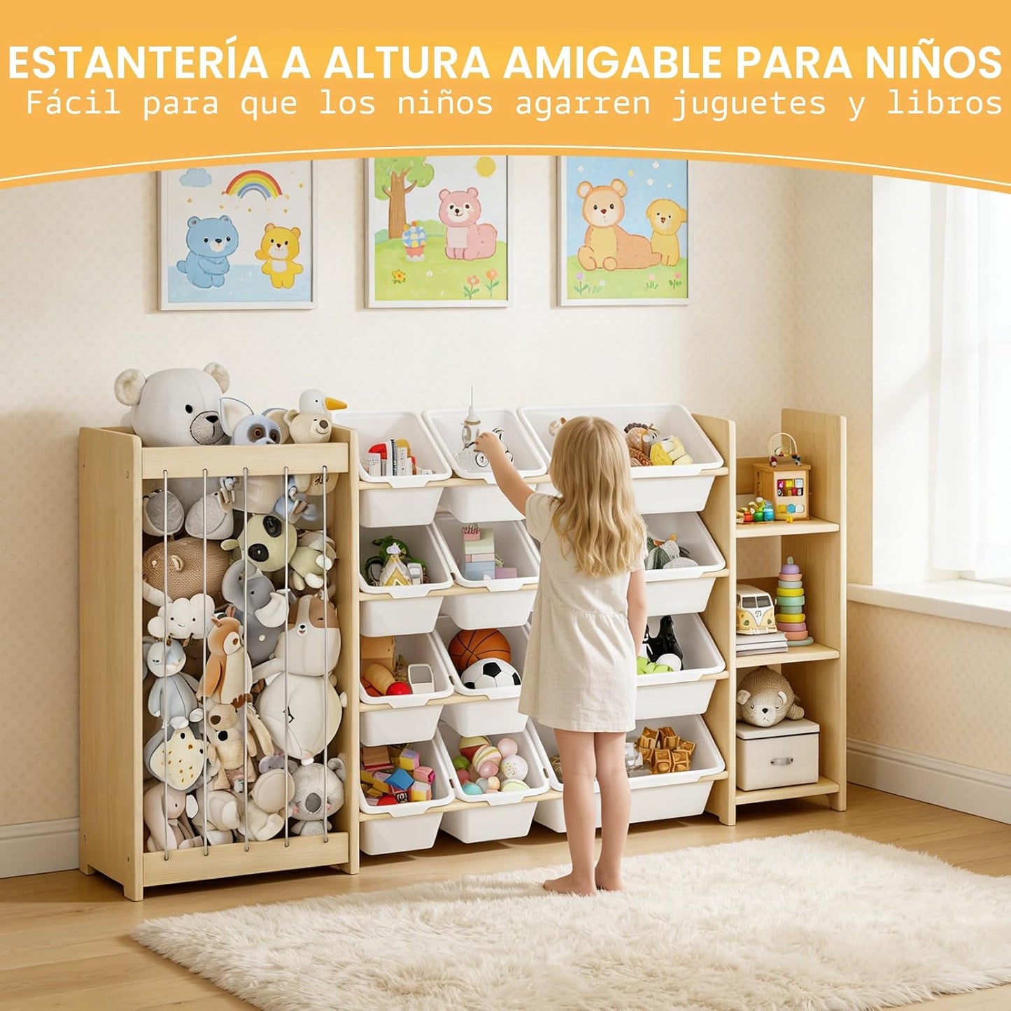 EXPERLAM Organizador de almacenamiento de juguetes 3 en 1, soporte...