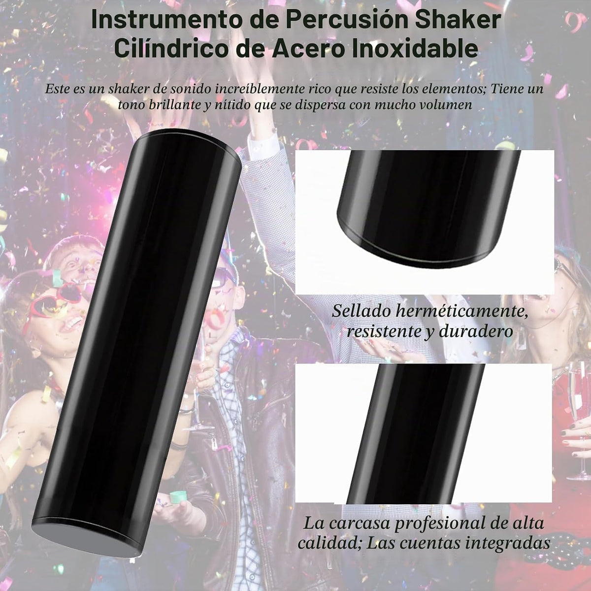 Panderetas para adultos, instrumento de percusión agitador, palos d...