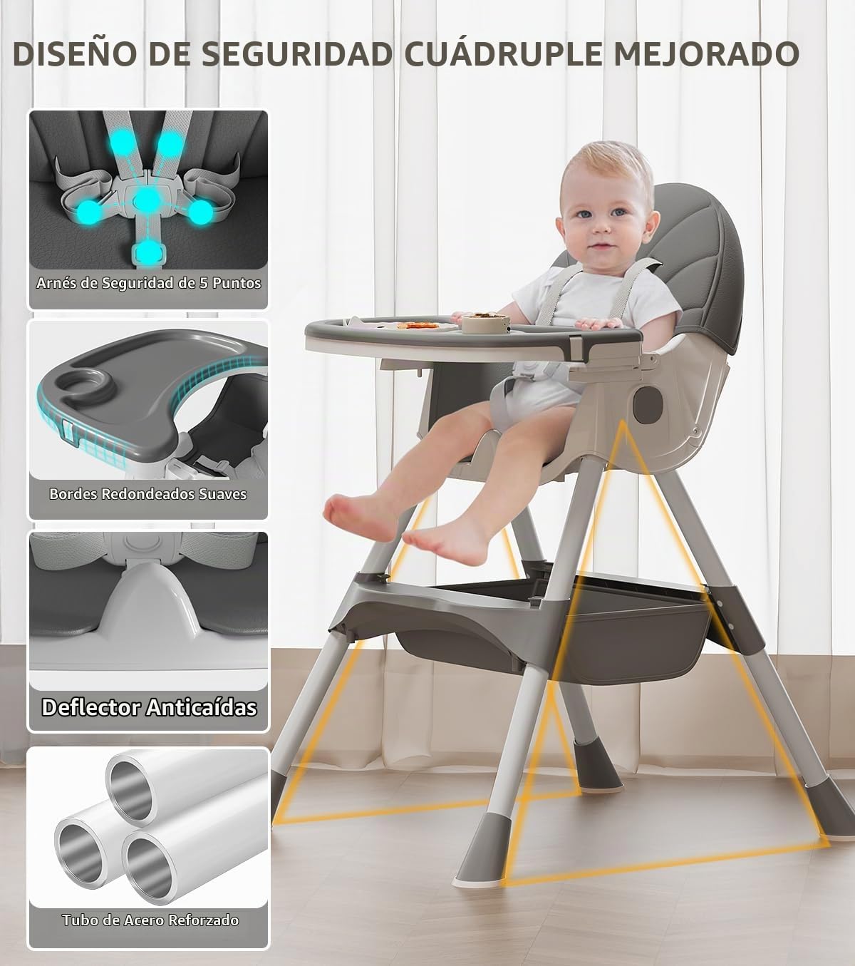 Silla alta para bebé, sillas altas 5 en 1 para bebés y niños pequeñ...