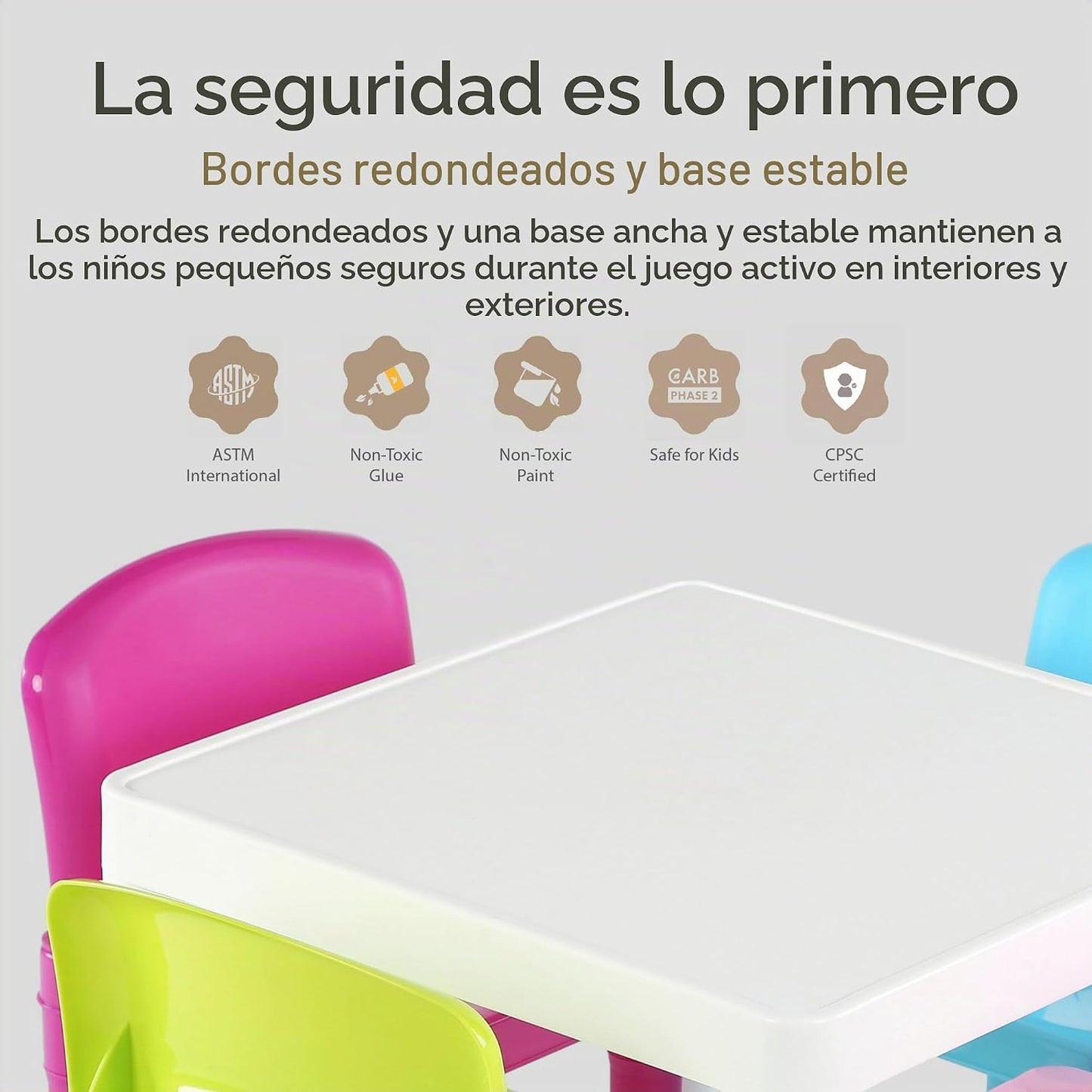 Tot Tutors - Juego de mesa y silla cuadrada de 5 piezas para niños...