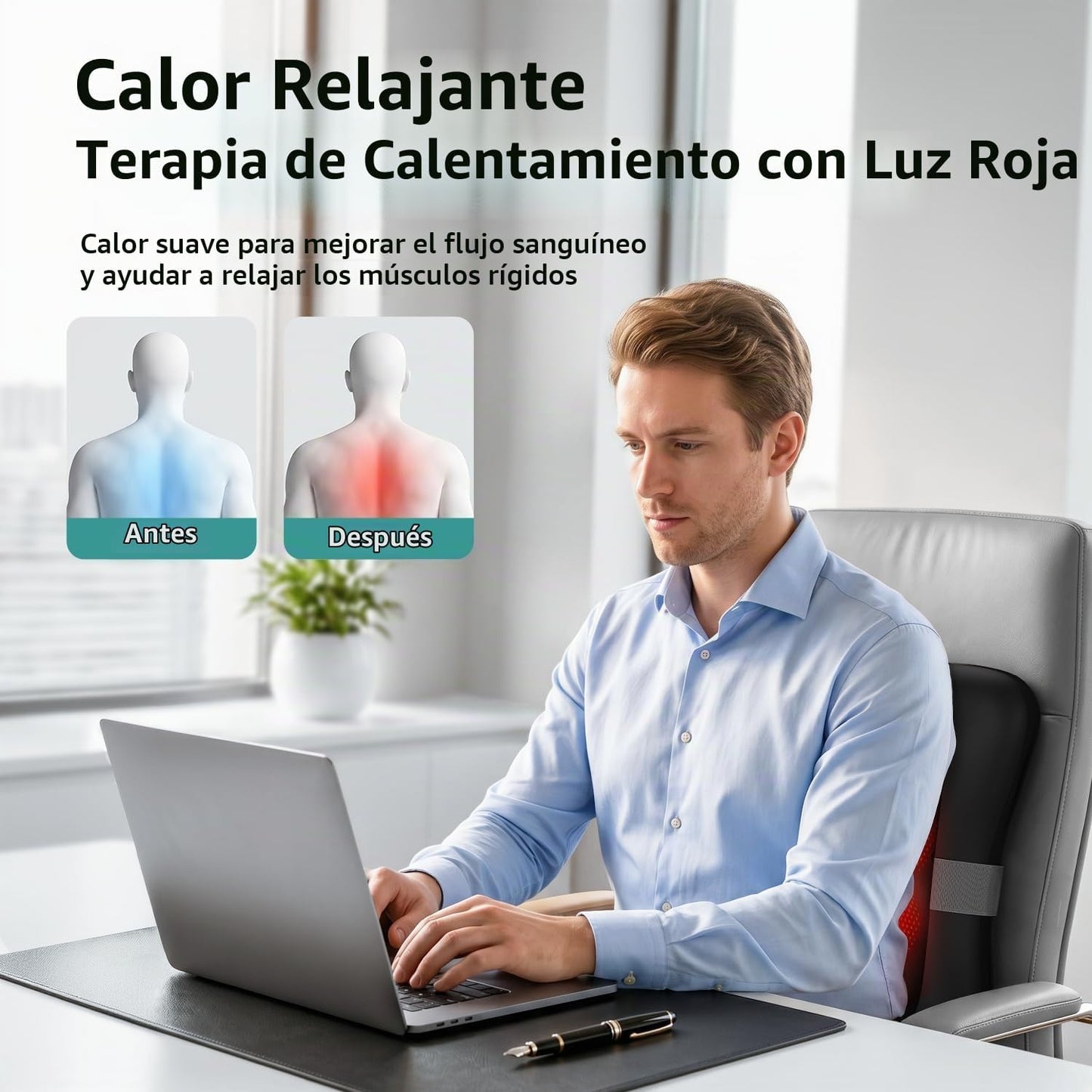 Masajeador de espalda inalámbrico Nekteck con calor para aliviar el...