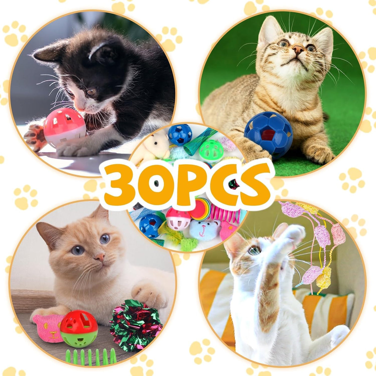 QUOZUO Juego de 30 Piezas de Juguetes para Gatos, Juego de Juguetes...