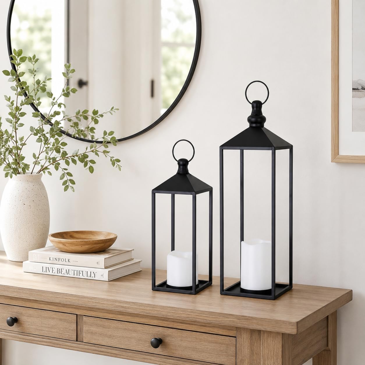 Faroles LED decorativos para interiores y exteriores, juego de faro...