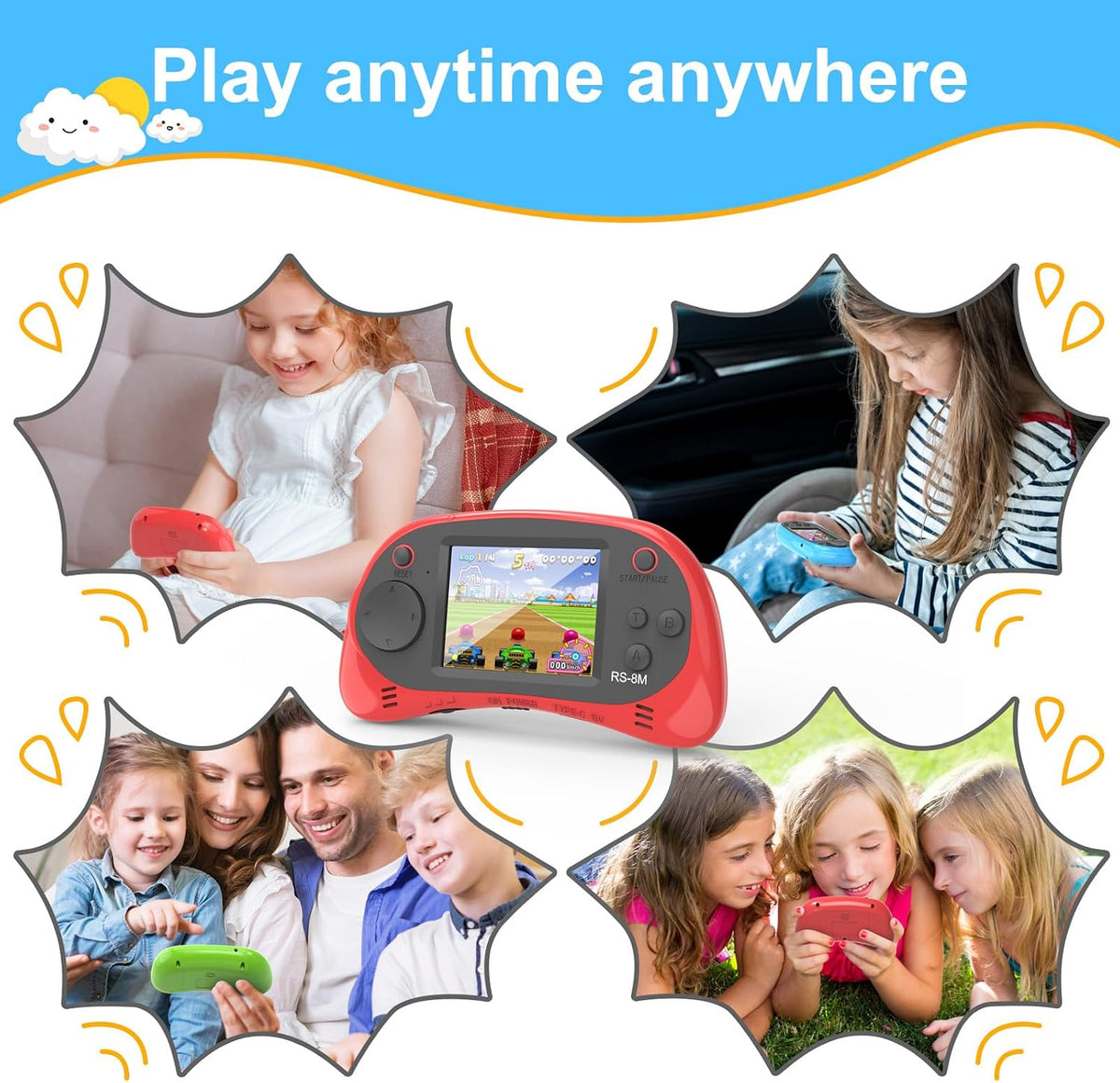 EASEGMER Reproductor de juegos de mano para niños, 220 juegos integ...