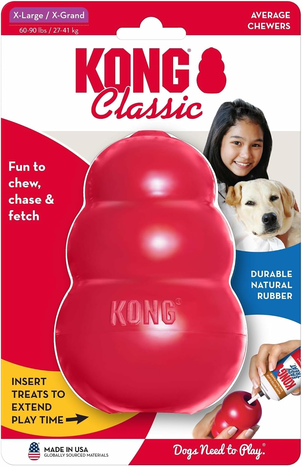 Juguete masticable clásico KONG para perros - Juguete para buscar y...