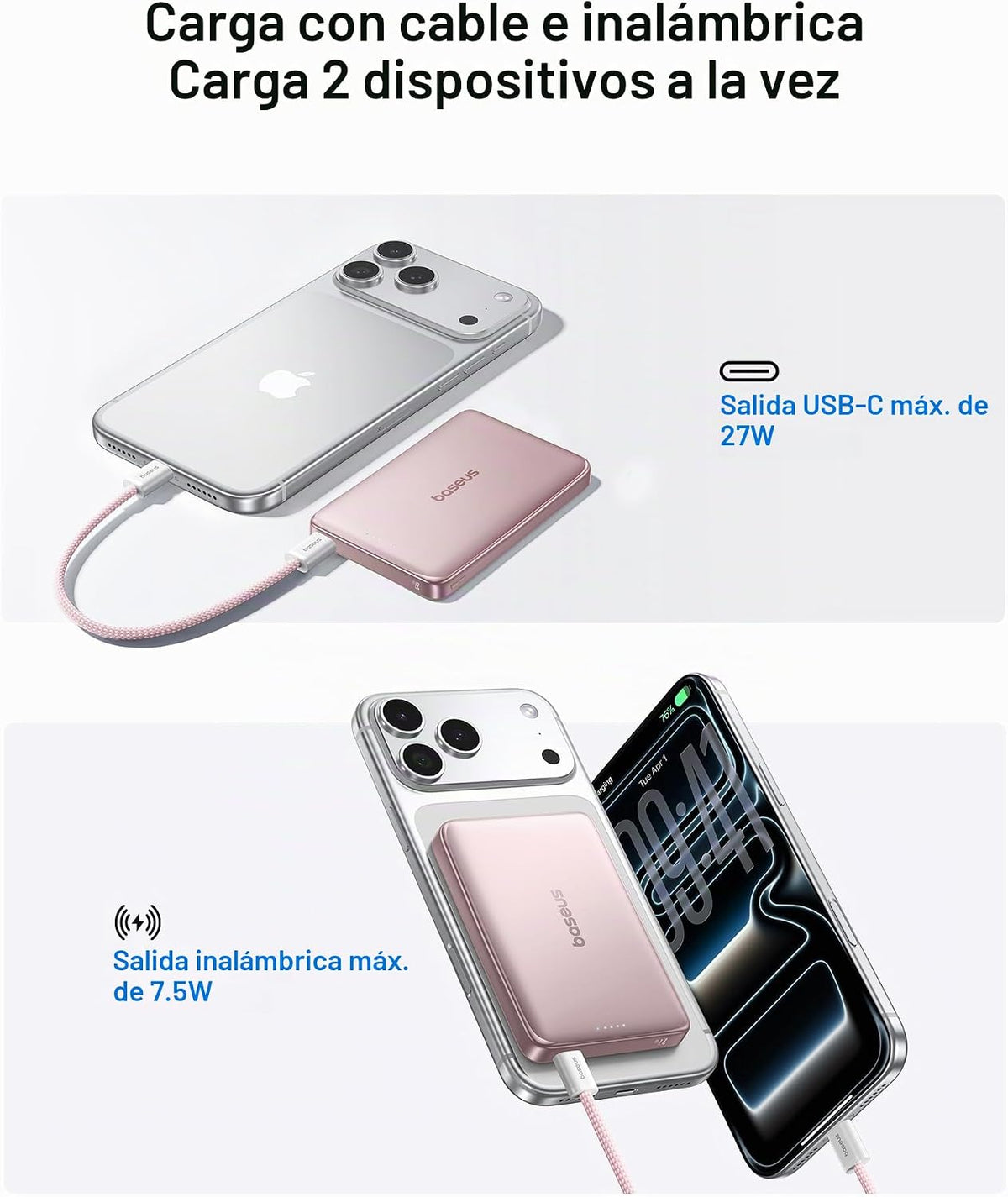 Baseus Picogo Power Bank - Cargador portátil MagSafe ultra delgado...